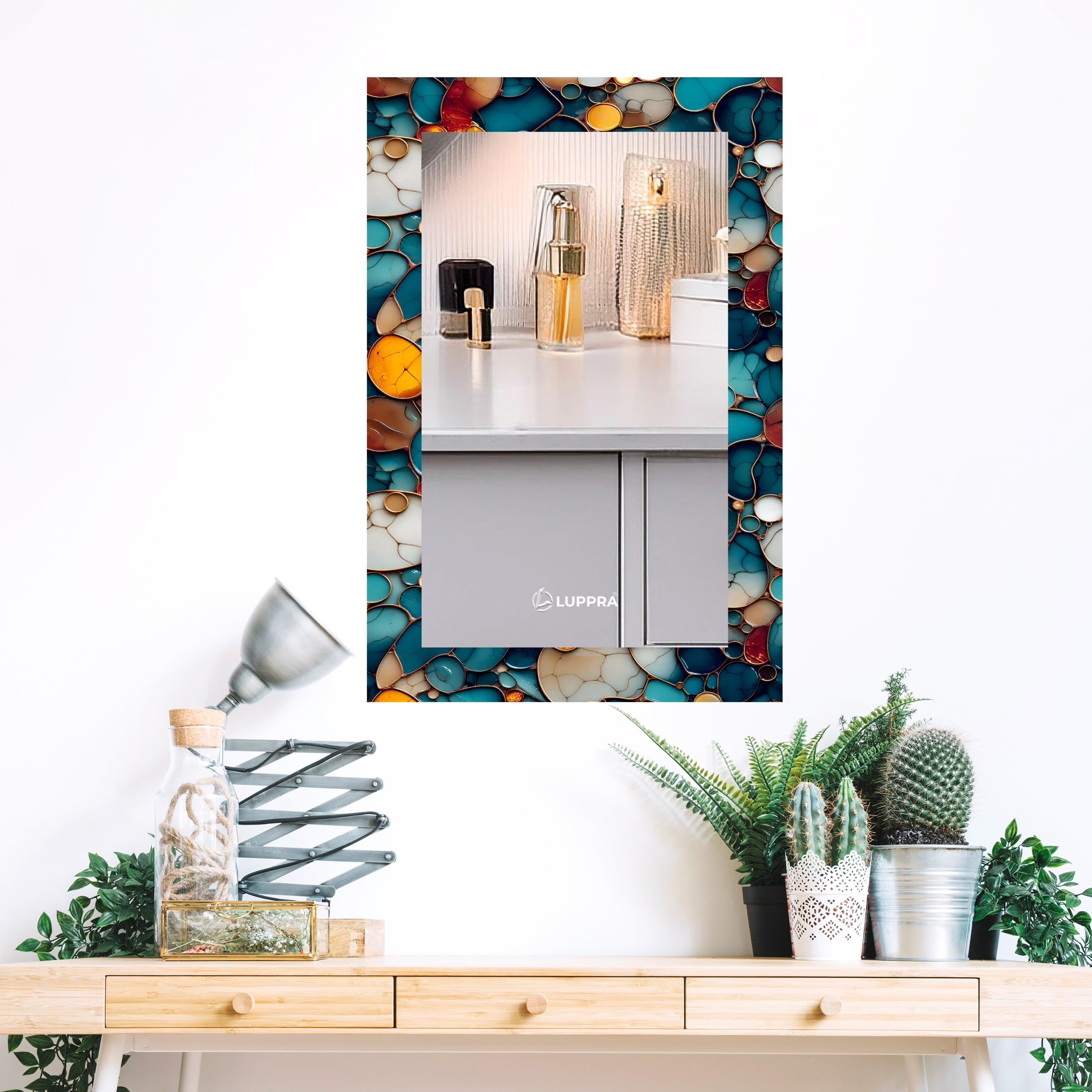 Luppra Rectangle Decorative Art Unique Fancy Digital Frameless Cnc Polishing Wall Mirror/Makeup Mirror/Bathroom Mirrors Size (12