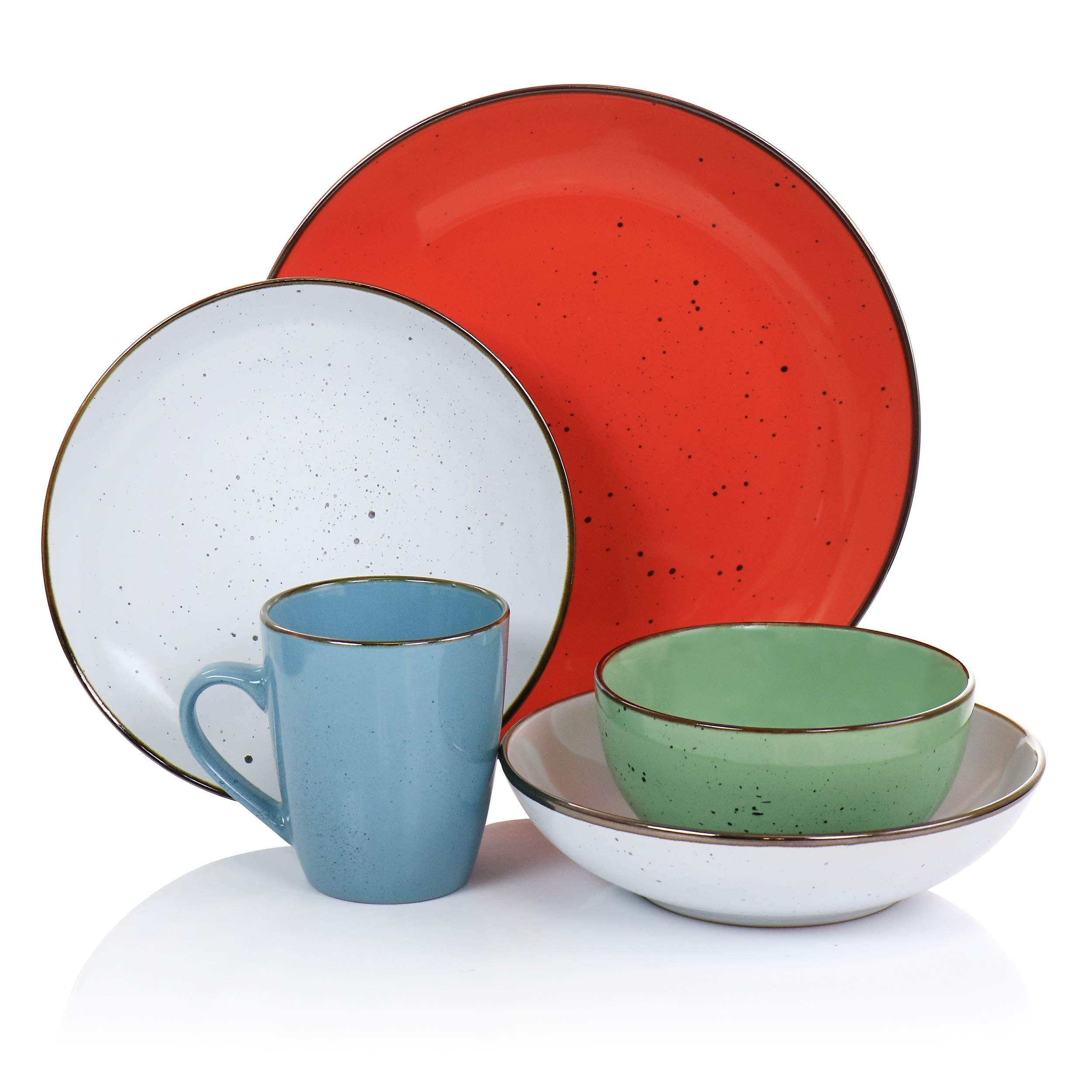 Elama Mix and Match Multi Colored Assorted Dinnerware Set, 20 Piece, Multicolor