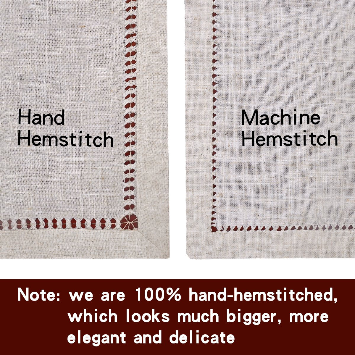 Grelucgo Hemstitched White Lace Napkins, Set Of 4, Size 11.5X11.5 Inch, Natural Color