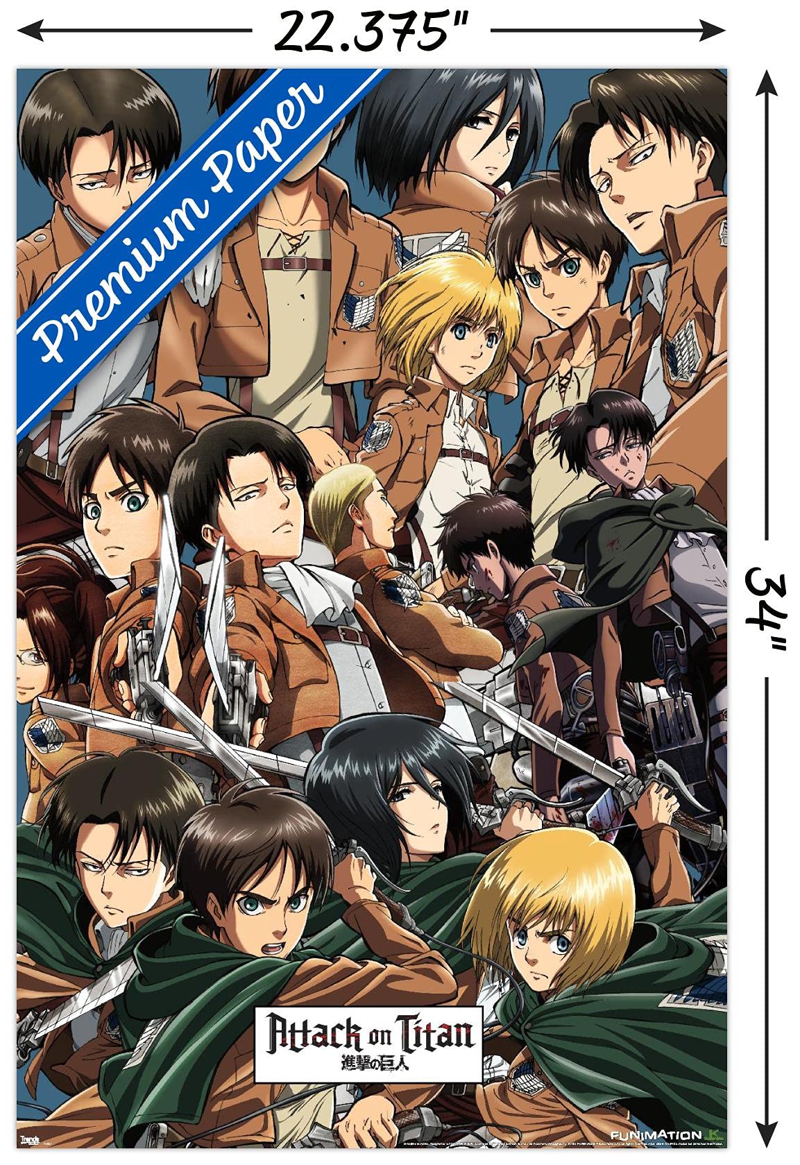 Trends International Attack On Titan - Collage Wall Poster, 22.375'' X 34'', Premium Poster & Mount Bundle