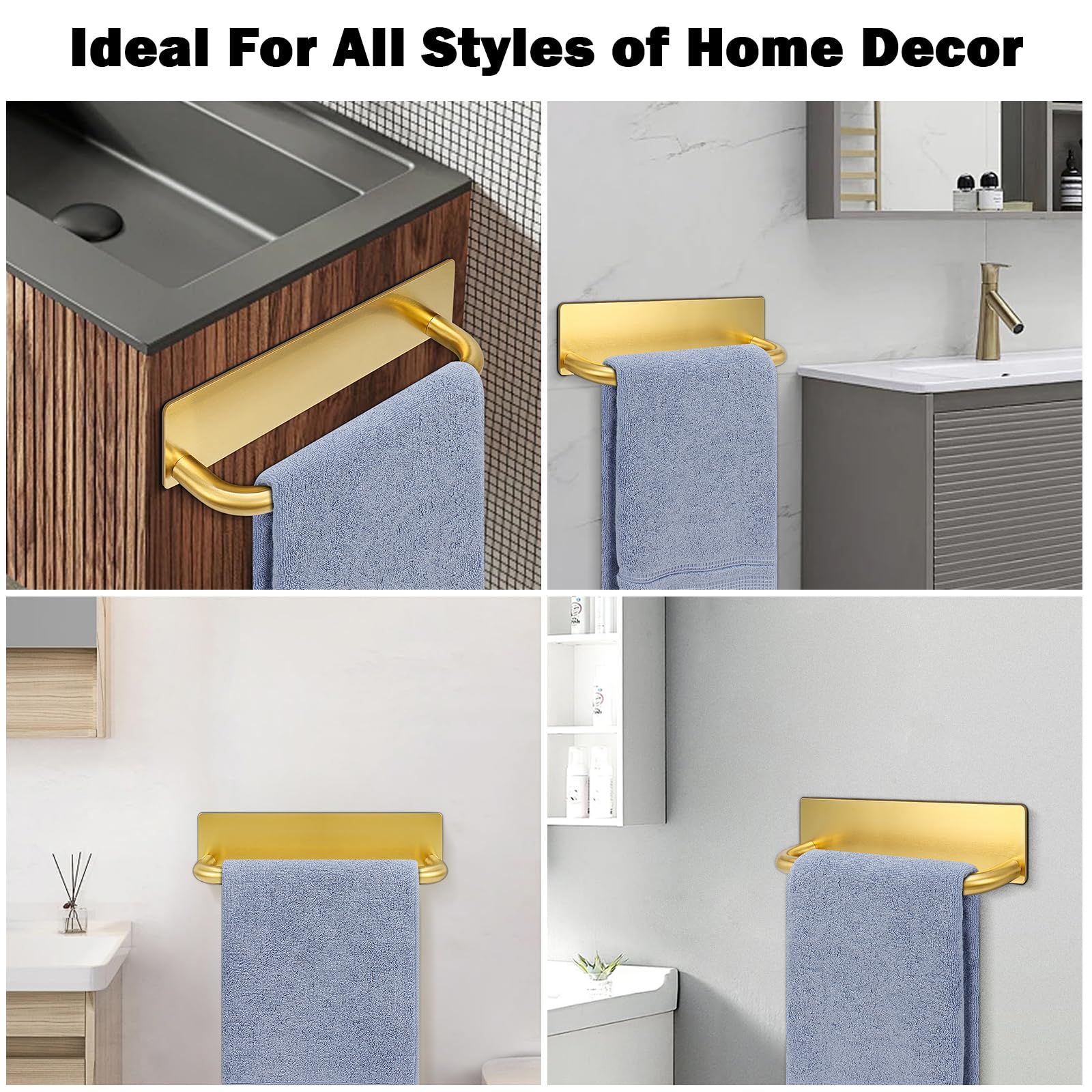 Livabber Self Adhesive Hand Towel Holder- 304 Stainless Steel Hand Towel Bar For Bathroom Kitchen Stick On Wall, Waterproof Hand