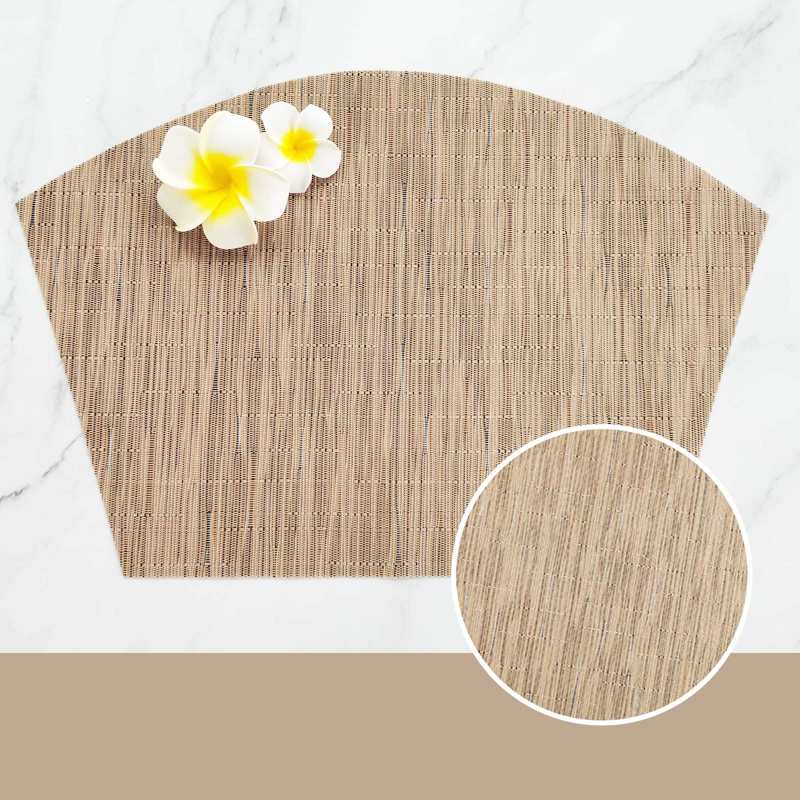 5Pcs Round Placemats Wedge Place Mats Sets With Centerpiece Round Table Mats, Zoxilen Pvc Polyester Heat Resistant Non-Slip Plac