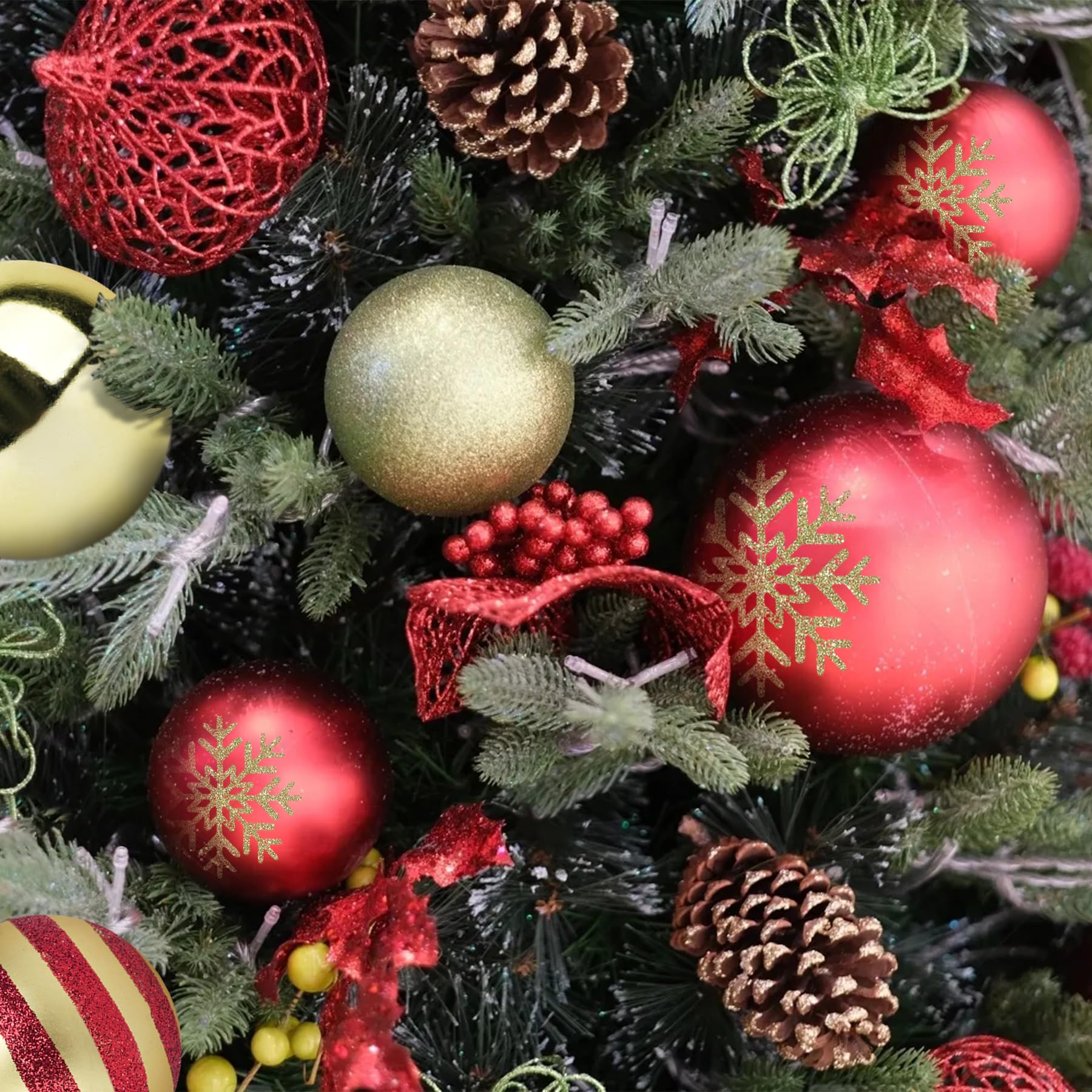 50pcs Christmas Balls 4cm / 1.6 Christmas Tree Hanging Ornaments Xmas Ball Decoration for Xmas Tree Wreath Garland, Red and Gold