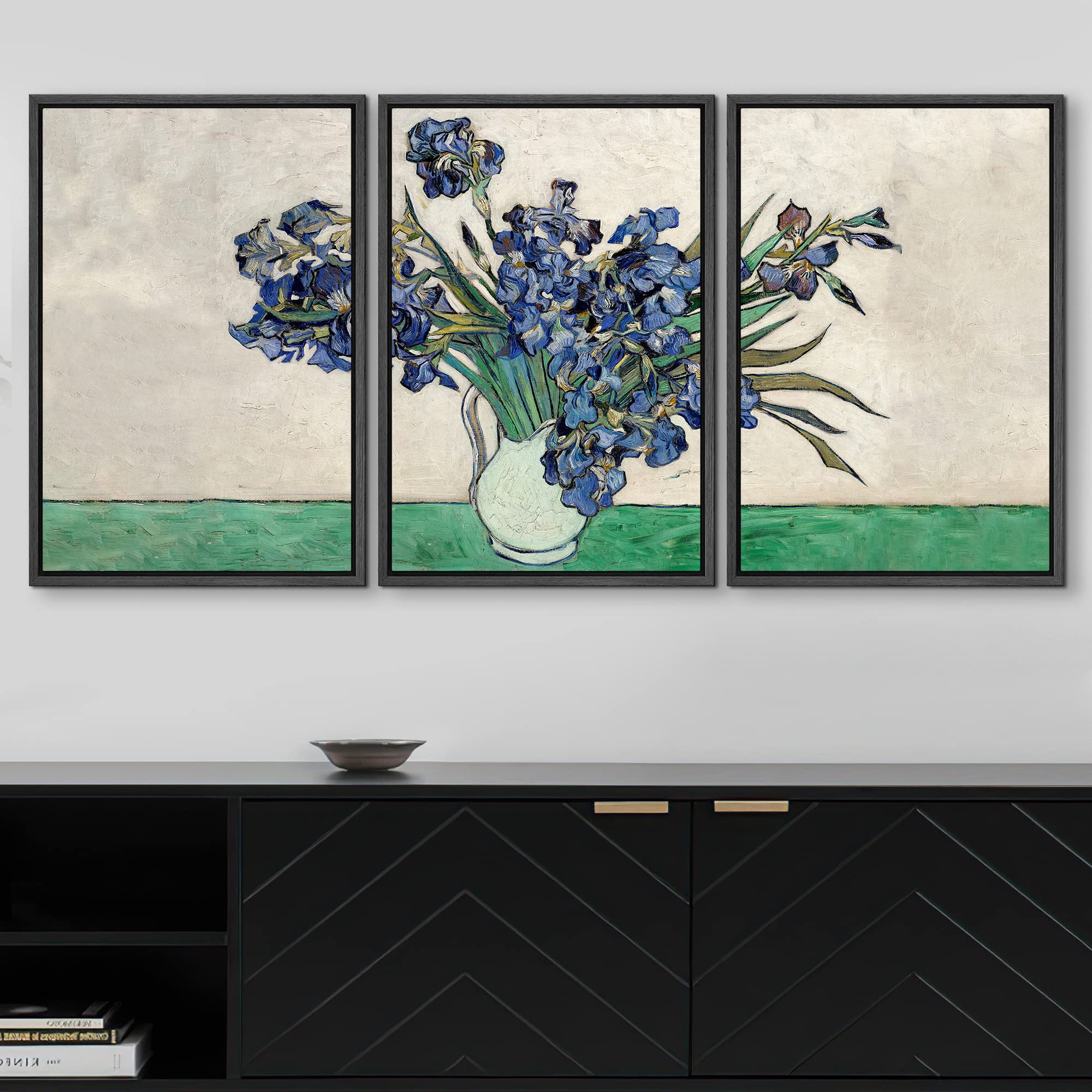 Wall26 Framed Canvas Print Wall Art Set Blue Watercolor Iris Flowers Vincent Van Gogh Classical Illustrations Fine Art Decorativ