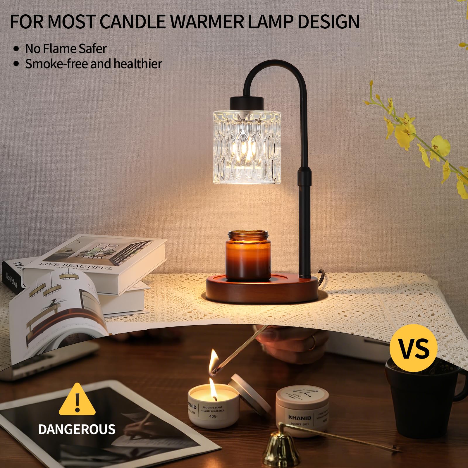MEIXISUE Black Candle Warmer Lamp with Dimmer and Timer,Home Decor Lamp for Scented Jar,Electric Wax Melt Warmer,Mother s Day/B