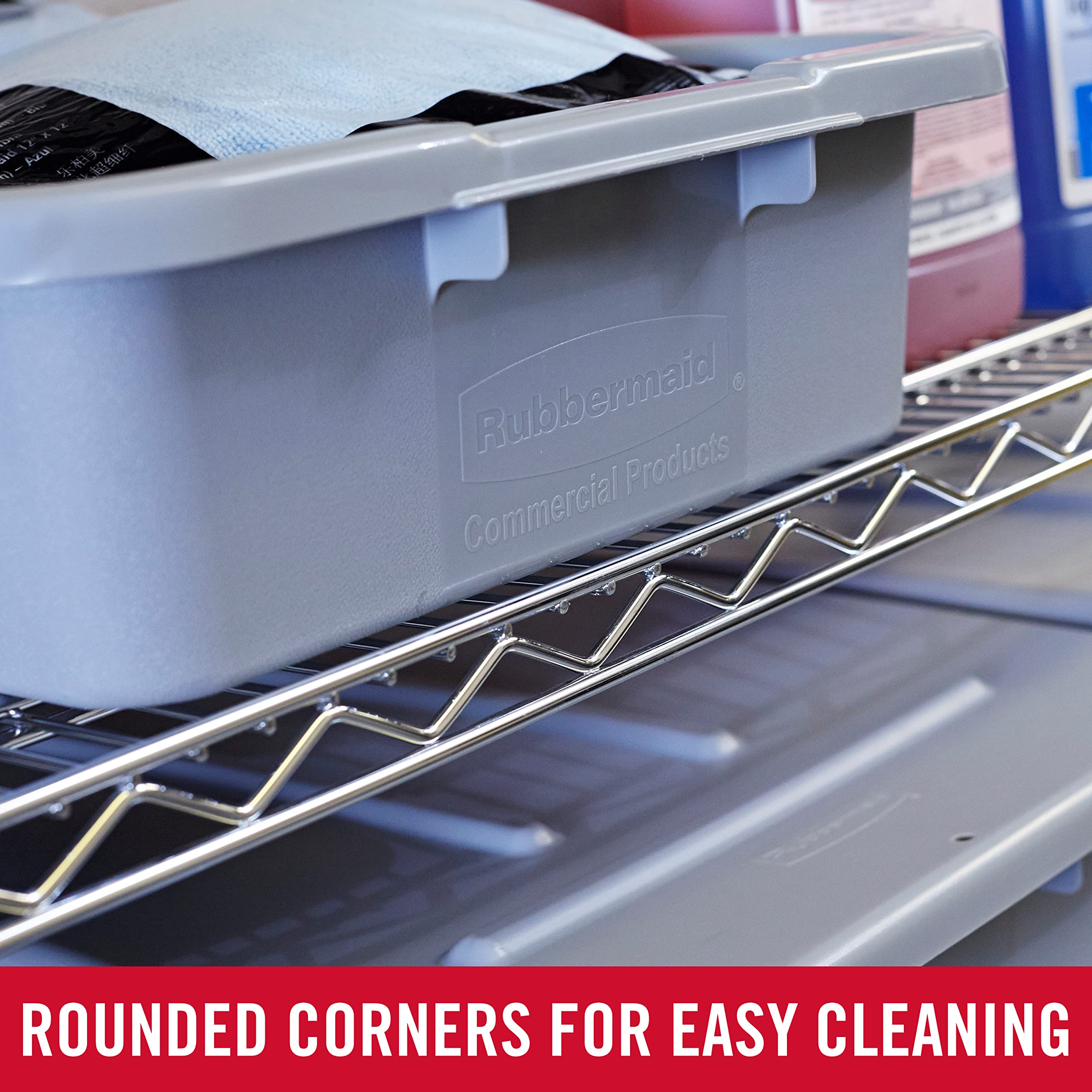 Rubbermaid Commercial Products Standard Bus/Utility Box, 4.6-Gallon, Gray, Plastic, Heavy Duty Restaurant Wash Basin/Dish Washin