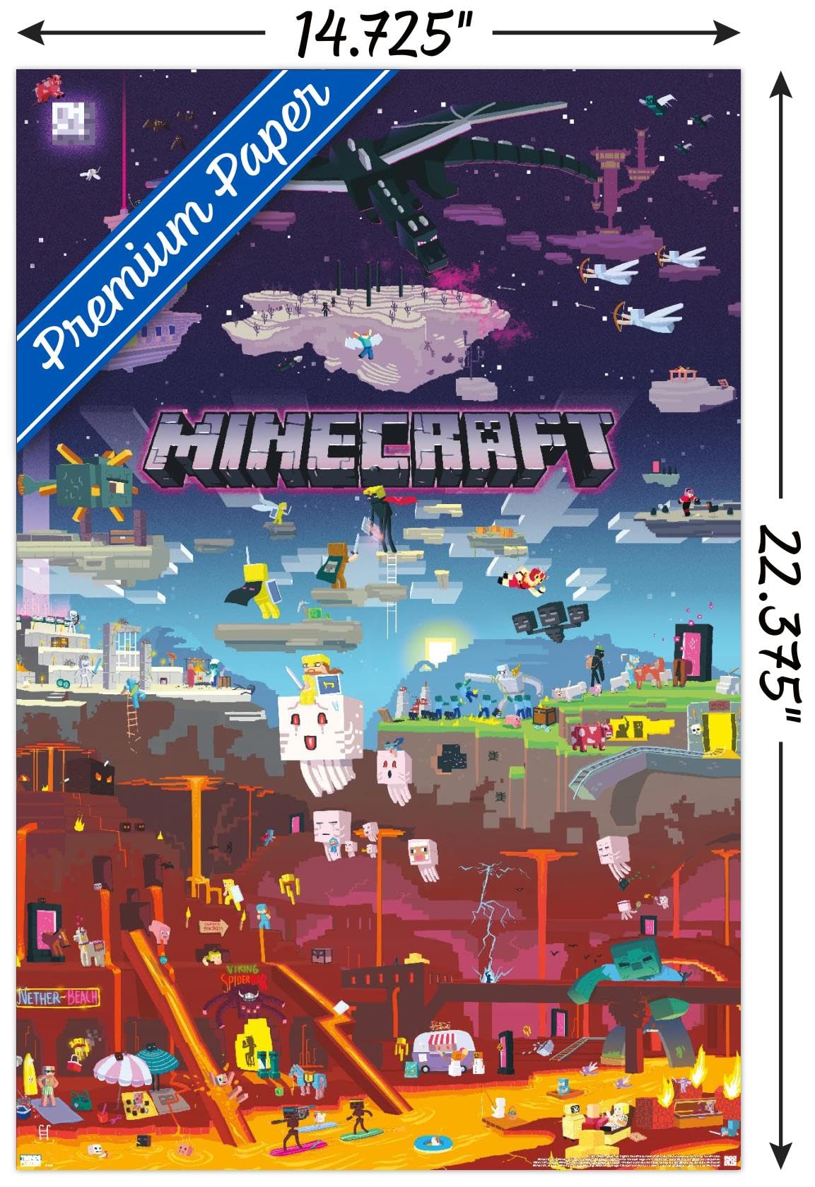 Trends International Minecraft - World Beyond Wall Poster, 14.725'' X 22.375'', Premium Unframed Version
