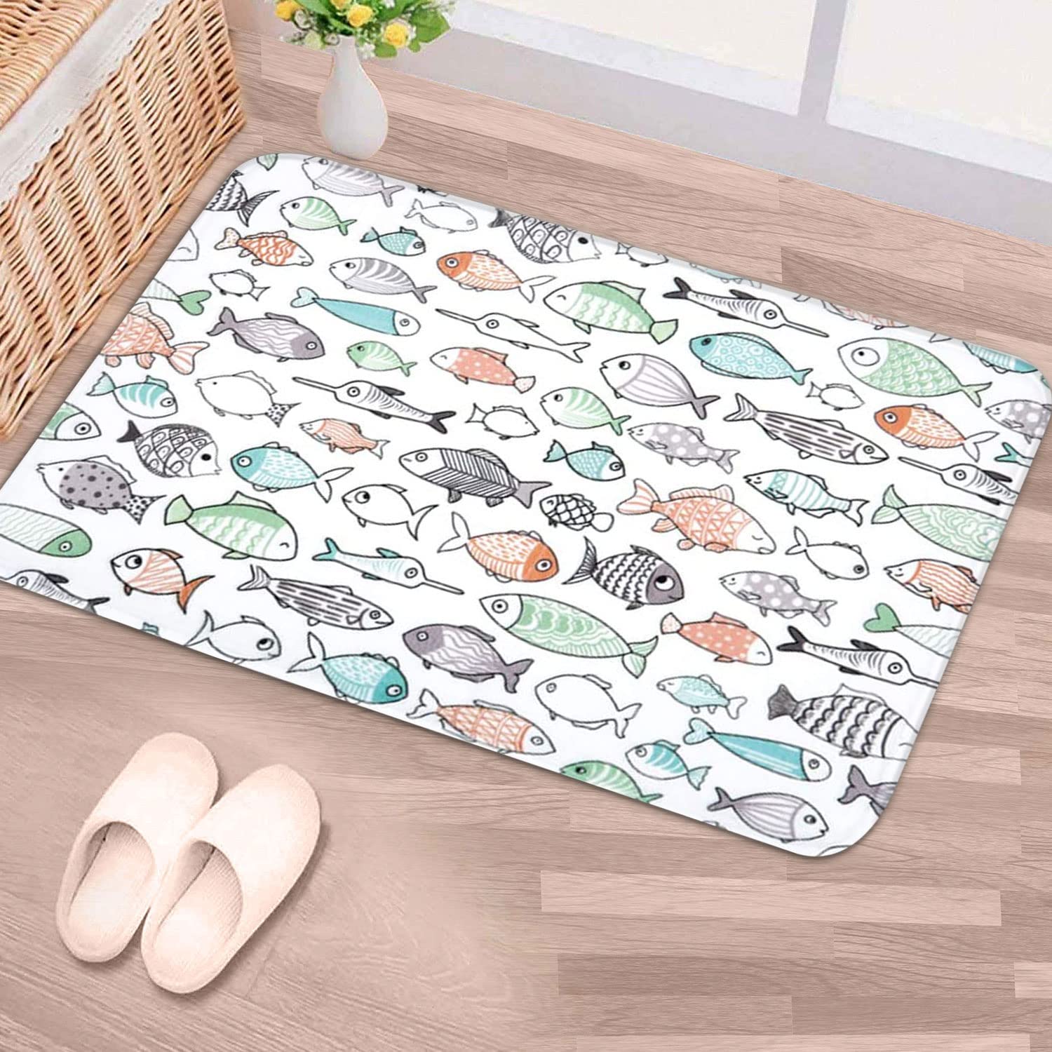 Rosielily Bathroom Rug Mat, 24''X16'', Super Soft And Absorbent Shaggy Plush Fish Bath Rugs For Kids, Thicken, Non Slip, Carpet