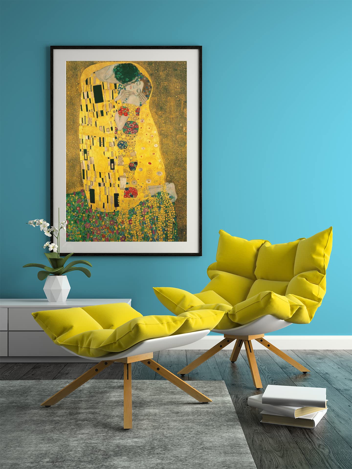 Gustav Klimt The Kiss Painting Great Office and Home Decor Living Room Poster Botanical Wall Art Picture Gold Victorian Decoration Austrian Symbolist Painter Cool Wall Decor Art Print Poster 24x36