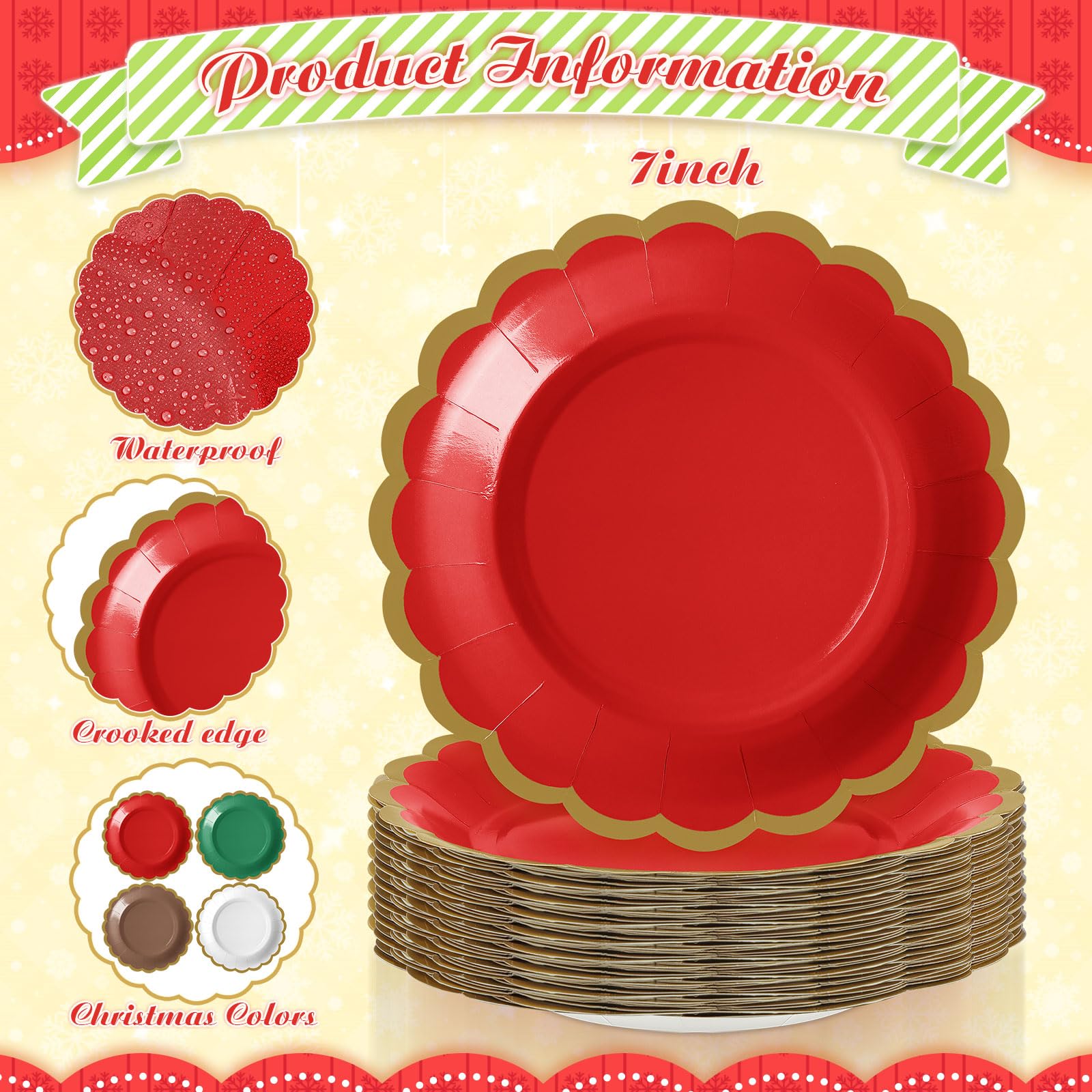 Tiangrid 48 Pcs Fall Paper Plates 7 Inch Thanksgiving Dessert Scalloped Edge Disposable Gradient Color Dinner Plates for Fall We