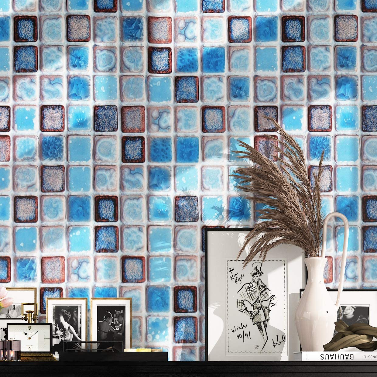 Livelynine Waterproof Wallpaper For Bathroom Shower Wall Decorative Contact Paper Self Adhesive For Furniture Stickers Kitchen B