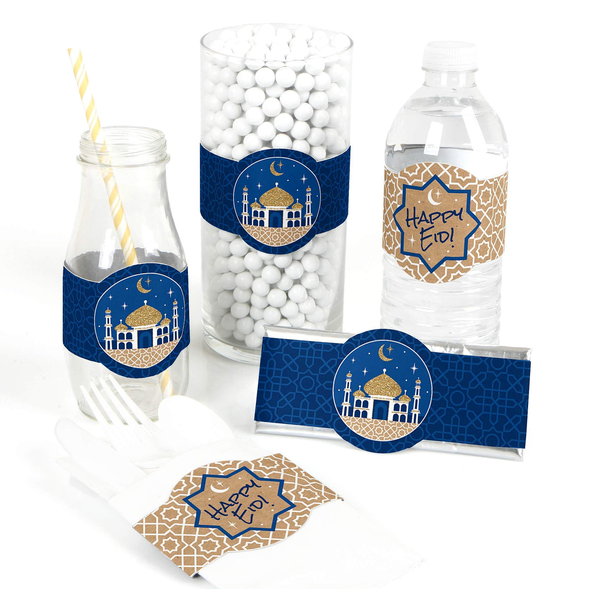 Ramadan - Diy Party Supplies - Eid Mubarak Diy Wrapper Favors And Decorations - Set Of 15