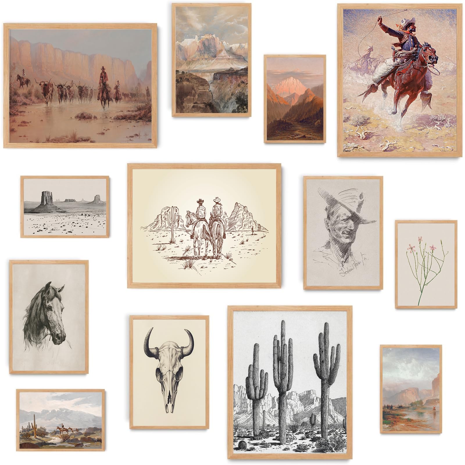 Kbkbart Western Decor, Vintage Western Wall Art Prints, Farmhouse Western Cowboy Canvas Pictures, Southwestern Decor Boho Ranch