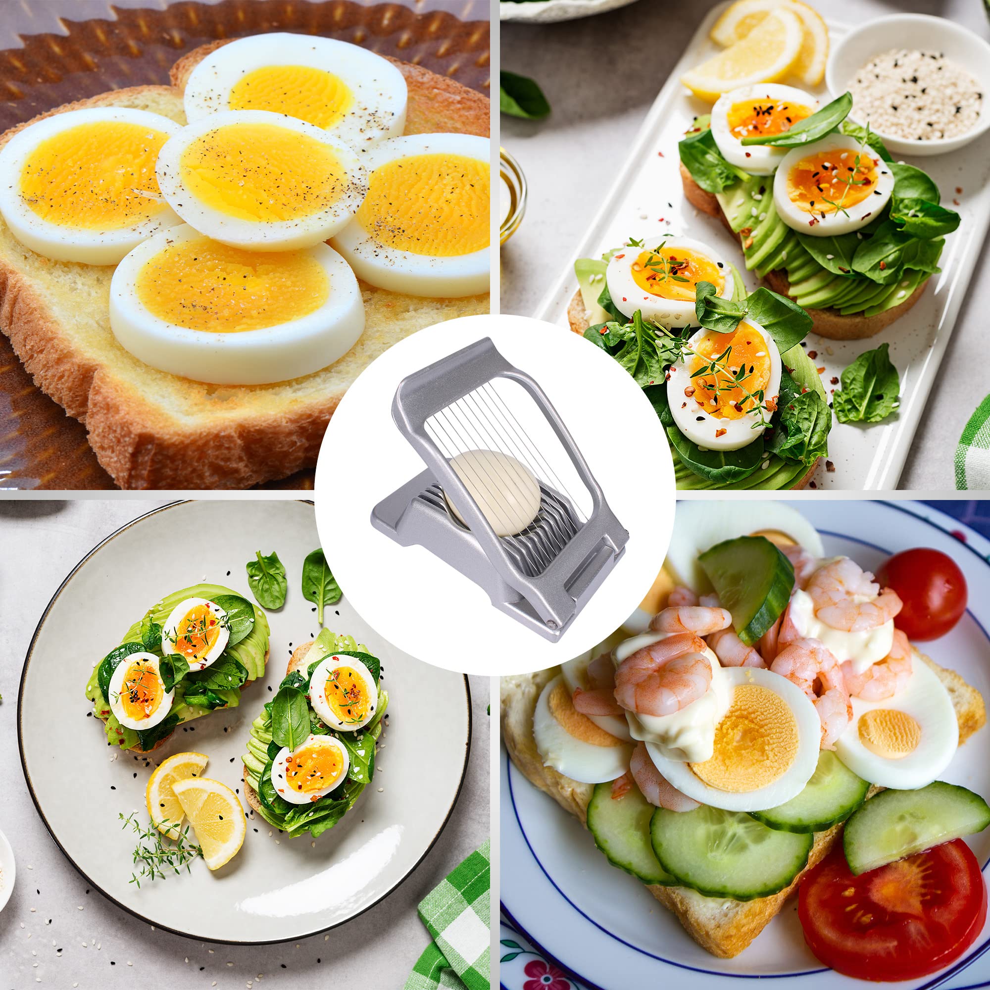 Egg Slicer For Hard Boiled Eggs Egg Cutter Strawberry Slicer Heavy Duty Aluminium Tomato Slicer Stainless Steel Wire Multipurpos