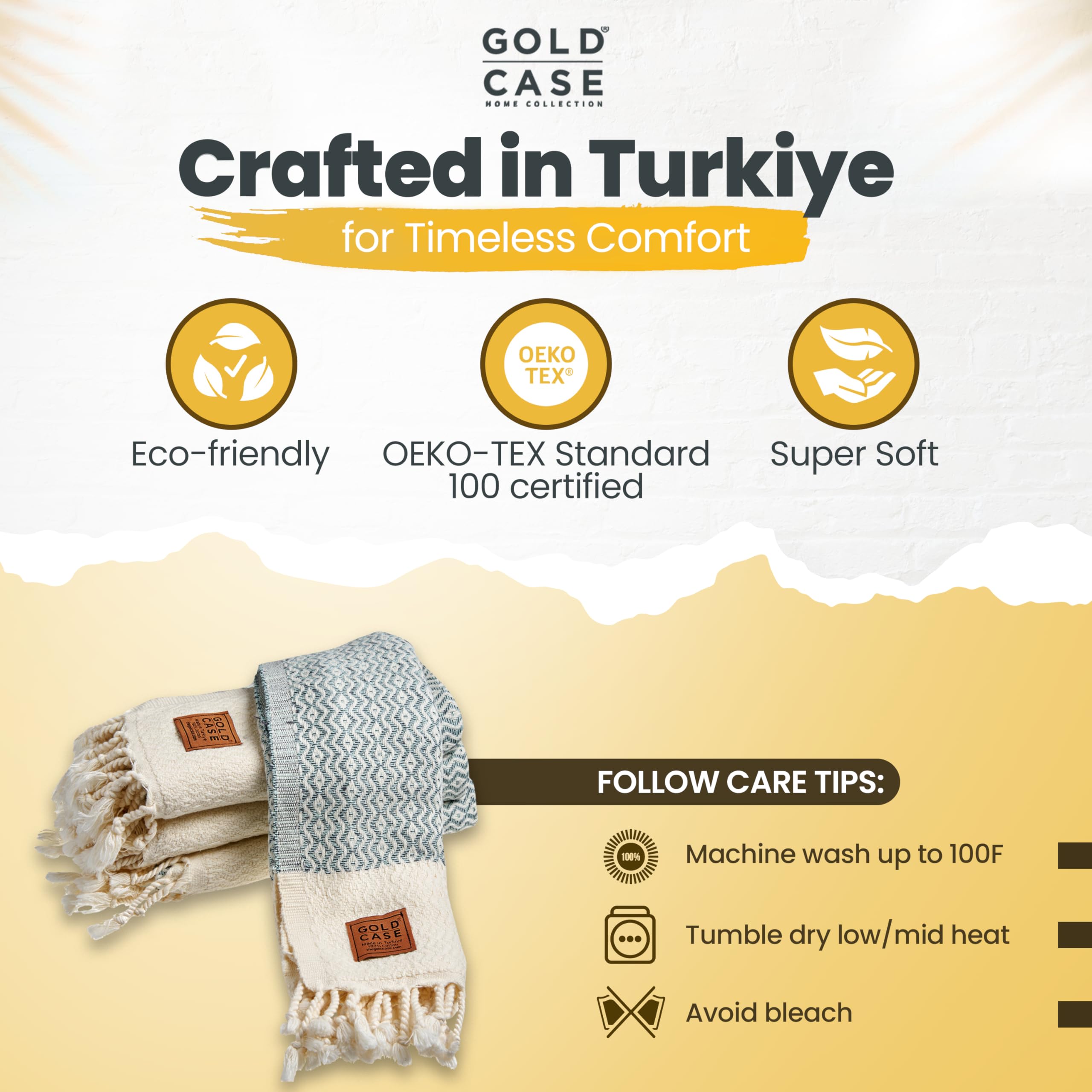Zeus Original Turkish Hand Towels by Gold CASE - Set of 4-20x40 100% Cotton Decorative Towel - Bathroom and Kitchen Peshtemal for Hand  Face  Hair  SPA  Yoga  Gym  Tea and Dishcloth  Aqua