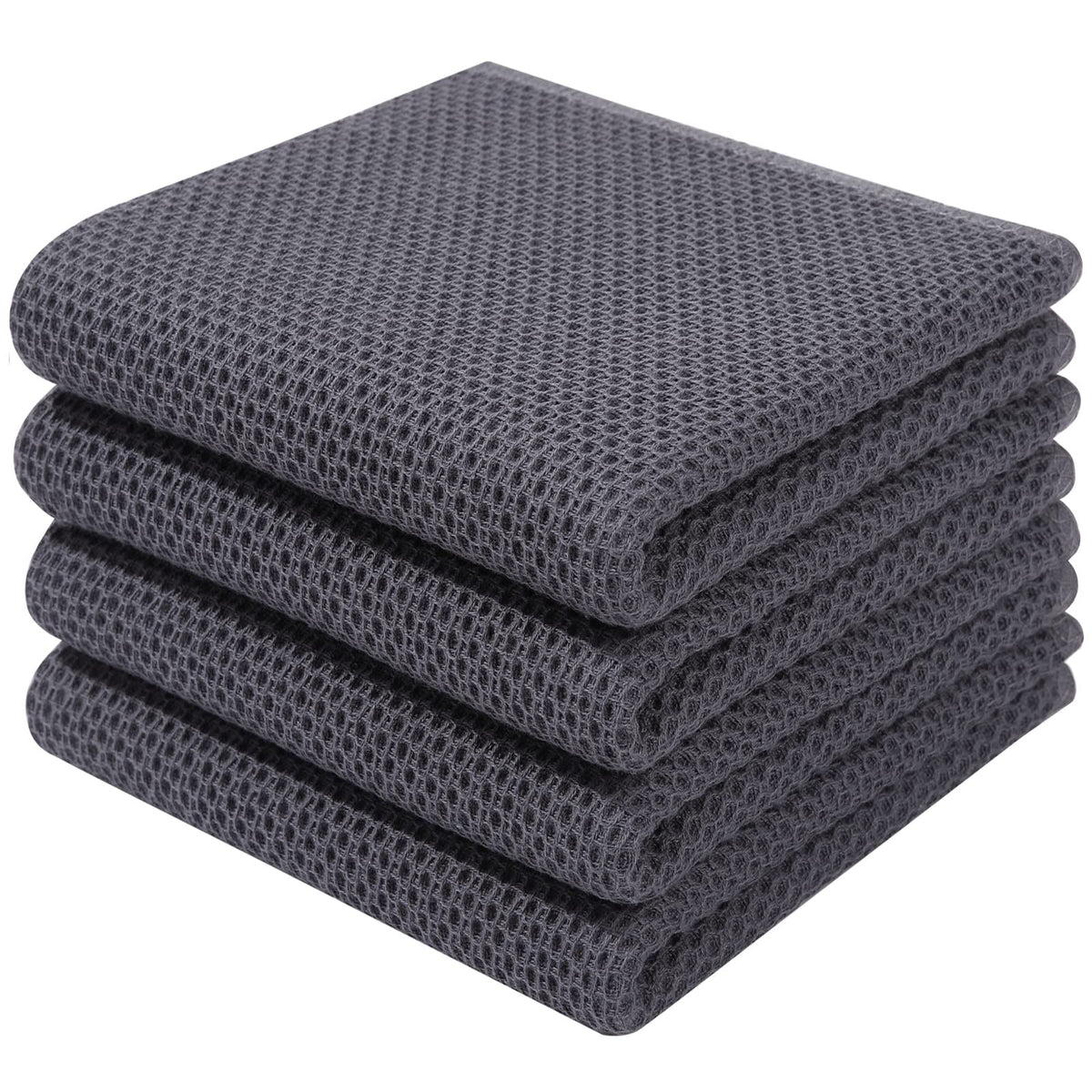 Homaxy 100% Cotton Waffle Weave Kitchen Dish Towels, Ultra Soft Absorbent Quick Drying Cleaning Towel, 13X28 Inches, 4-Pack, Dar
