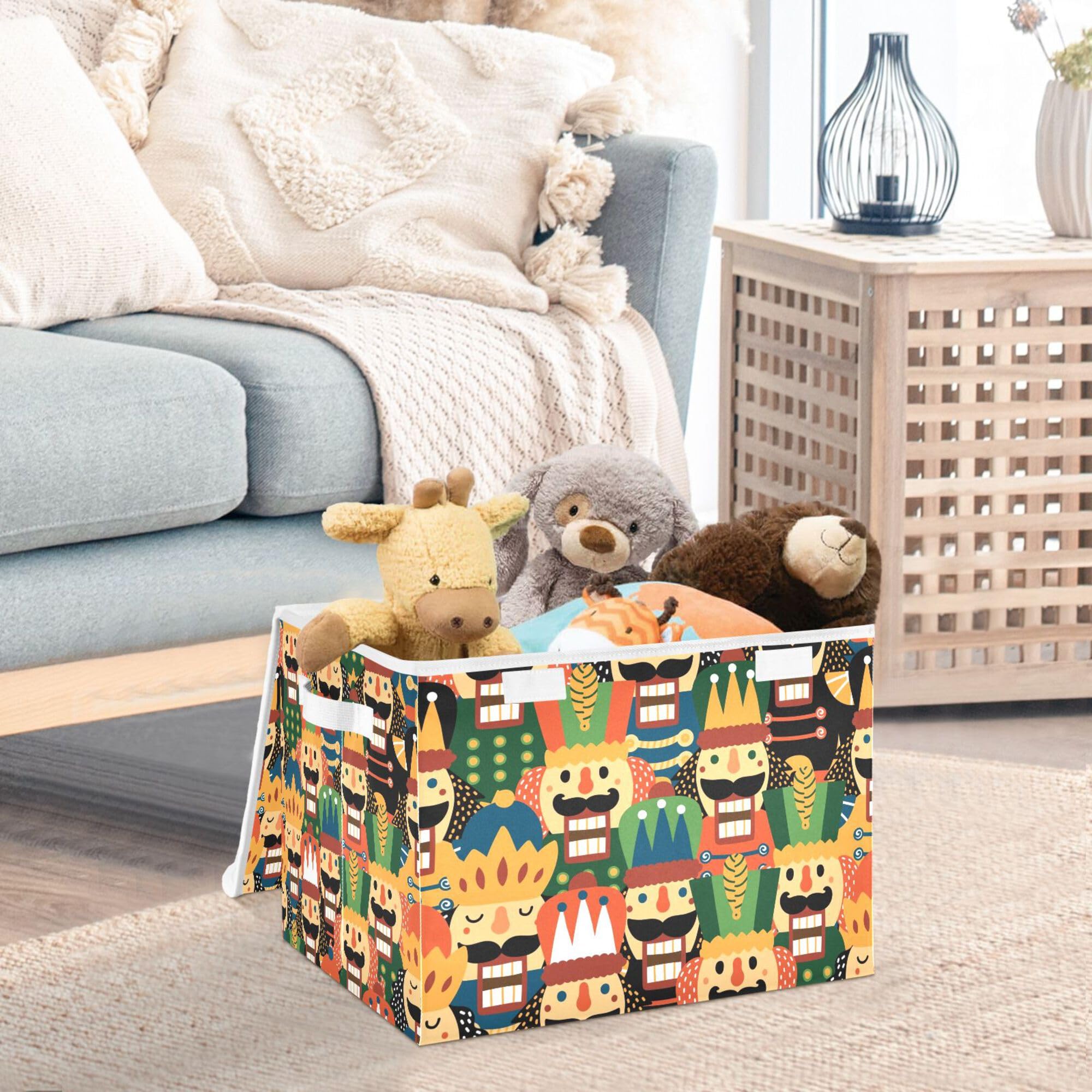Xigua Nutcracker Christmas Storage Bins With Lids And Carrying Handle,Foldable Storage Boxes Organizer Containers Baskets Cube W
