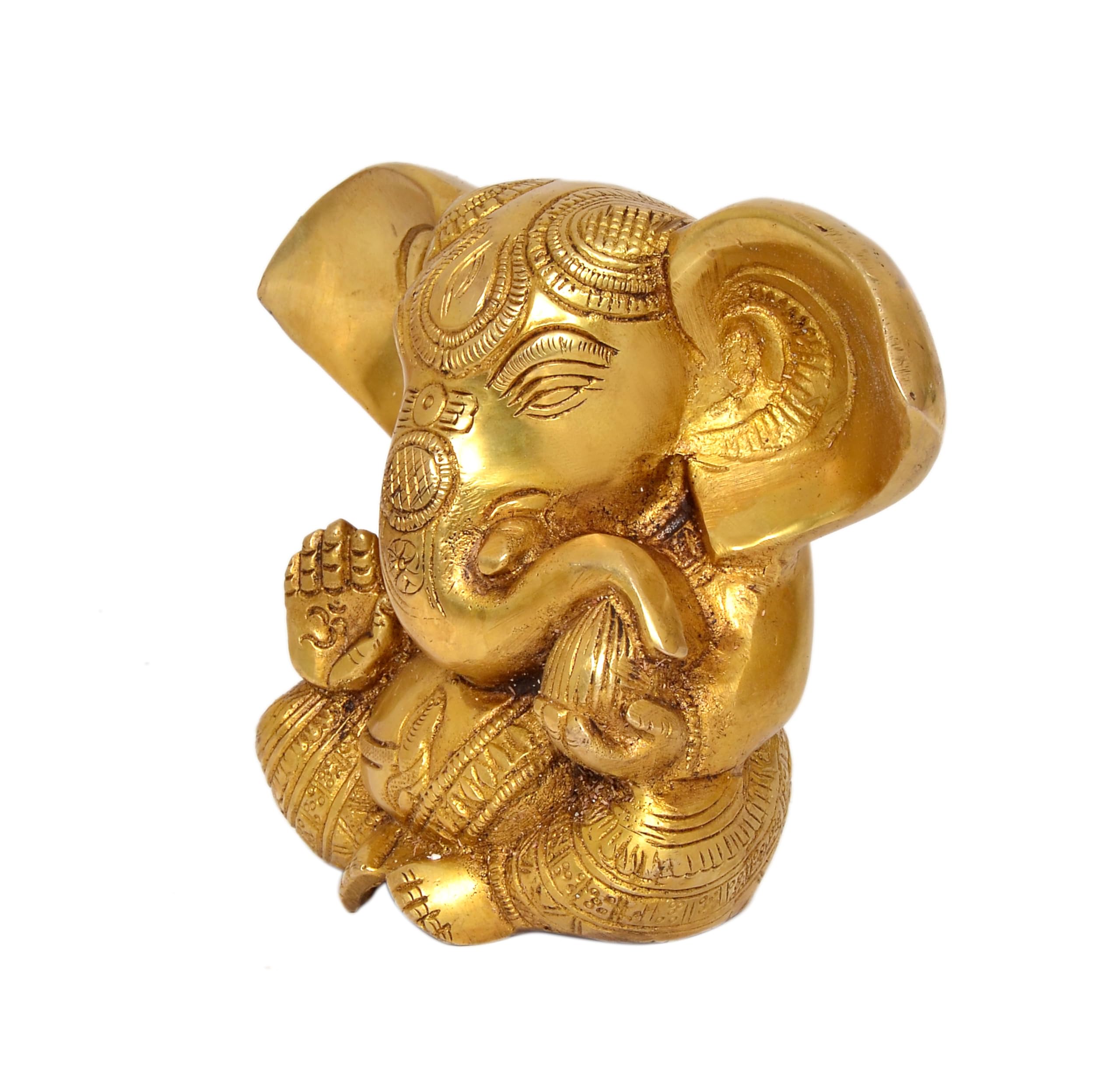 Dattatreya Brass Lord Ganesha Idol Ganesh Statue Decorative Sculpture For Home Decor Office Mandir Pooja Showpiece (Height 5 Inc
