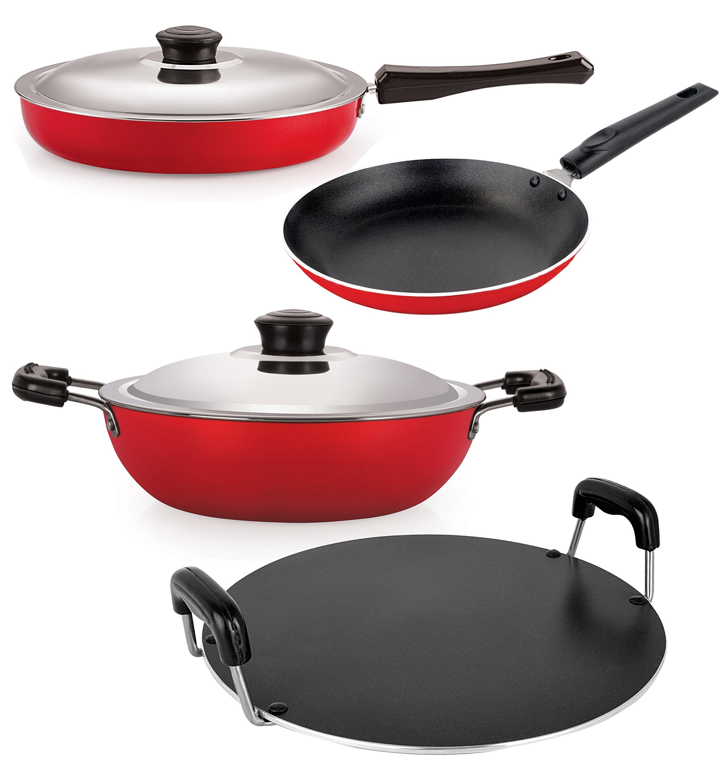 Nirlon Bpa Free NonStick Coating Aluminium 4 Piece Cookware Combo Set