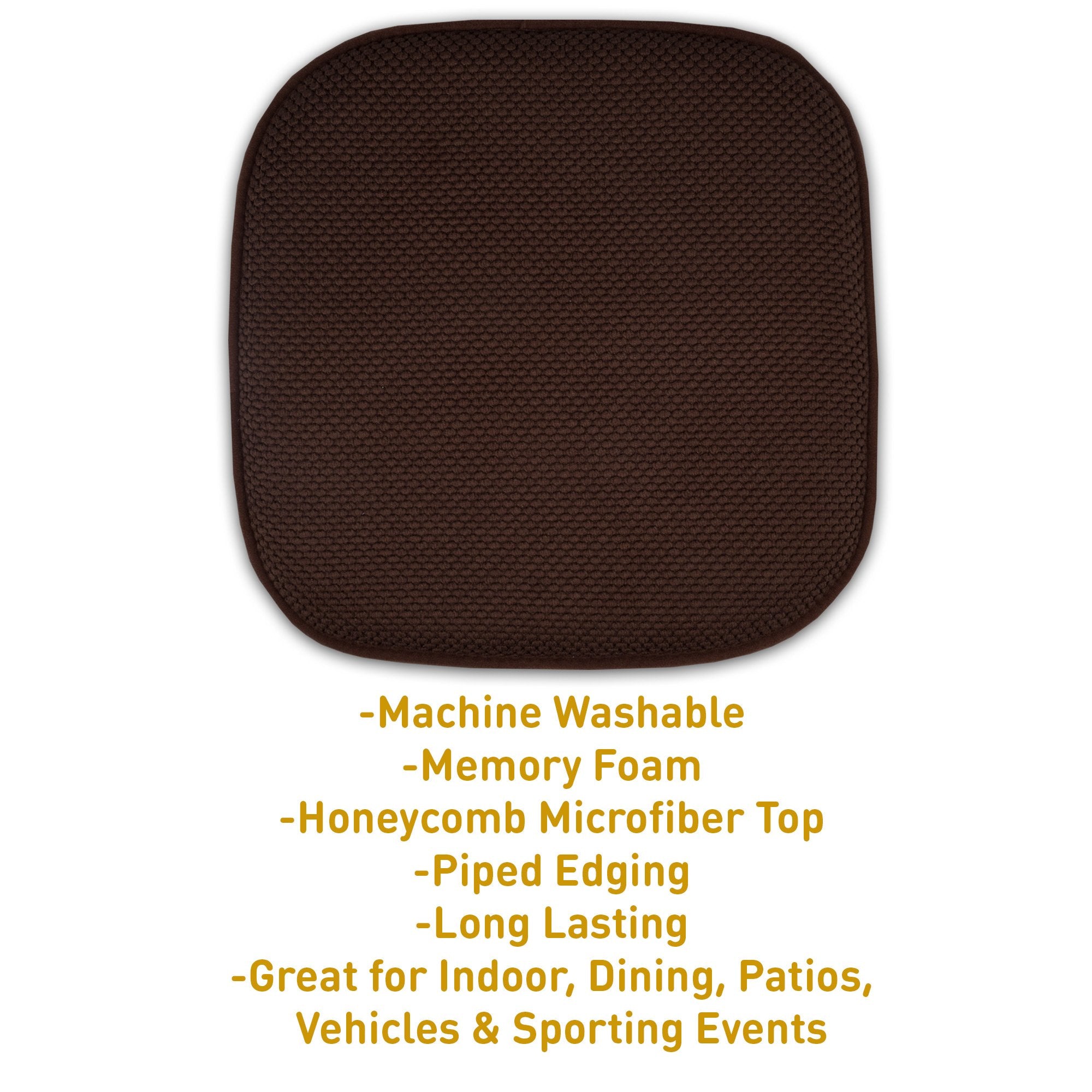 4 Pack Memory Foam Honeycomb Nonslip Back 16'' x16'' Chair/Seat Cushion Pad  Brown