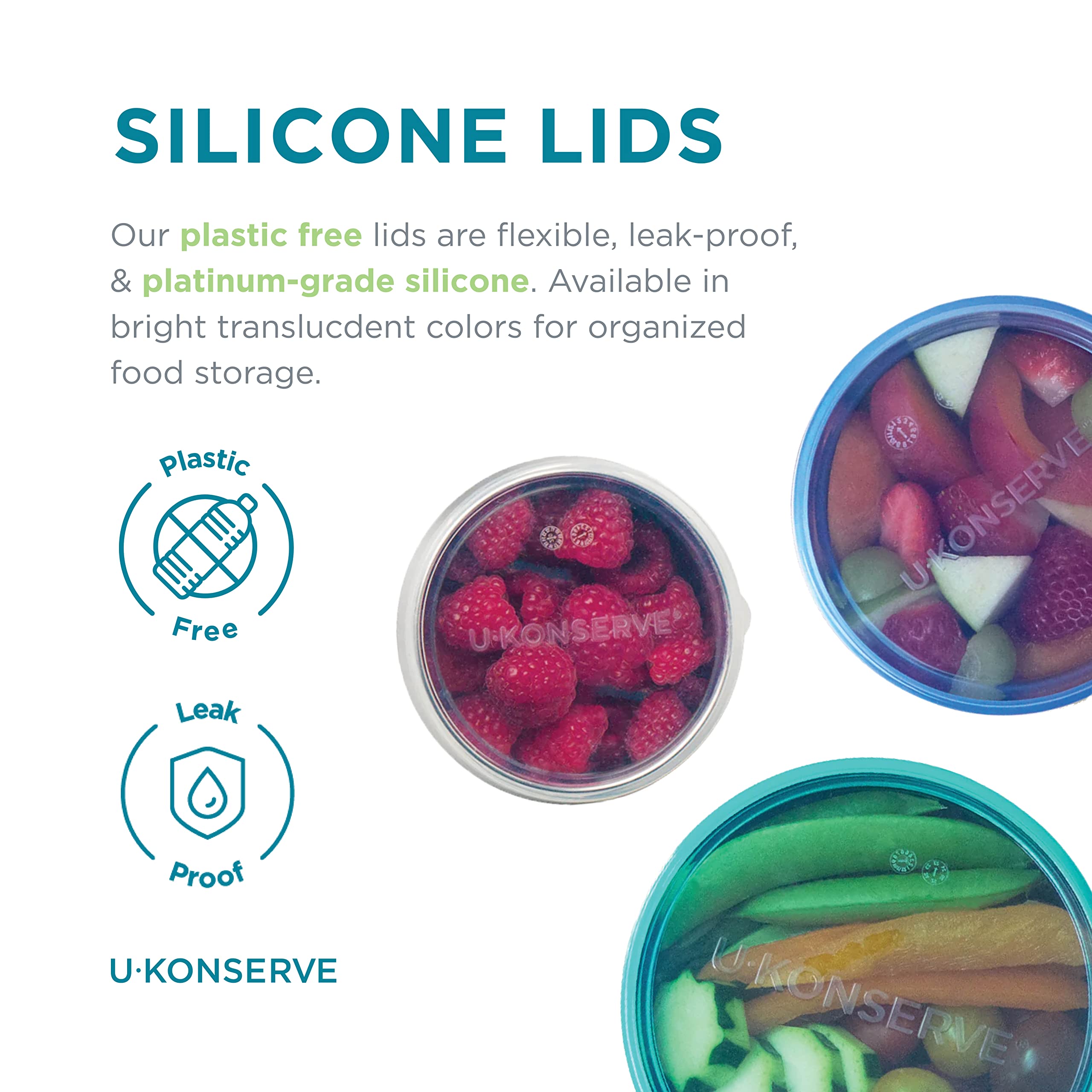 U Konserve Stainless Steel Nesting Trio Food Containers With Silicone Lids, Leak Proof & Dishwasher Safe (Set Of 3: 5/9/16 Oz)