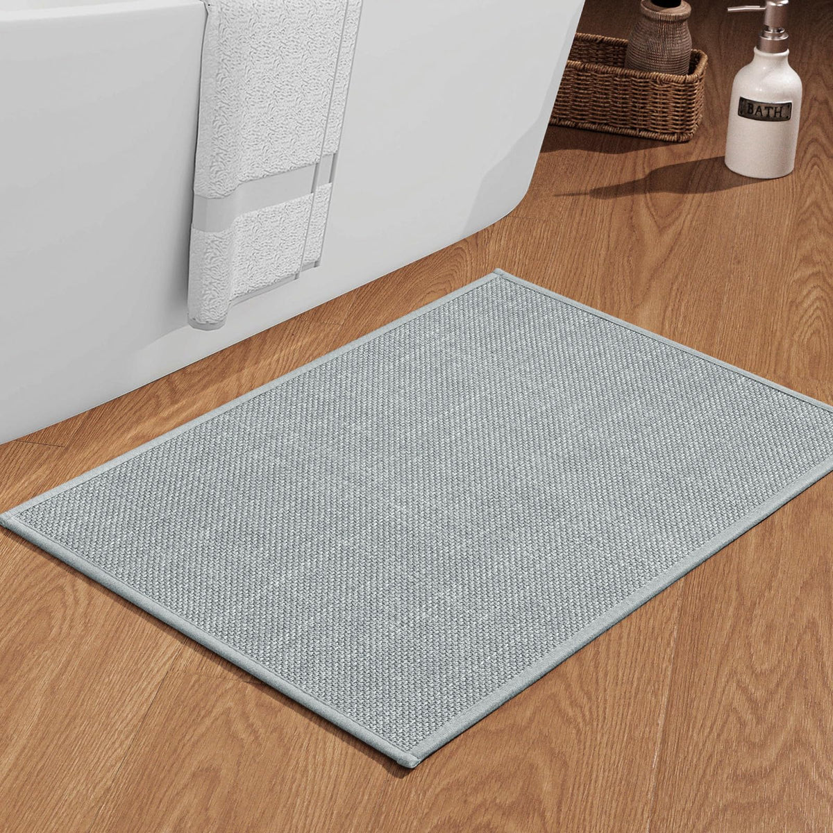Chakme Bathroom Rugs Mat 24X17, Ultra Thin Non Slip Bath Mat Small Quick Dry Absorbent Bath Mat For Bathroom Floor, (Light Grey,