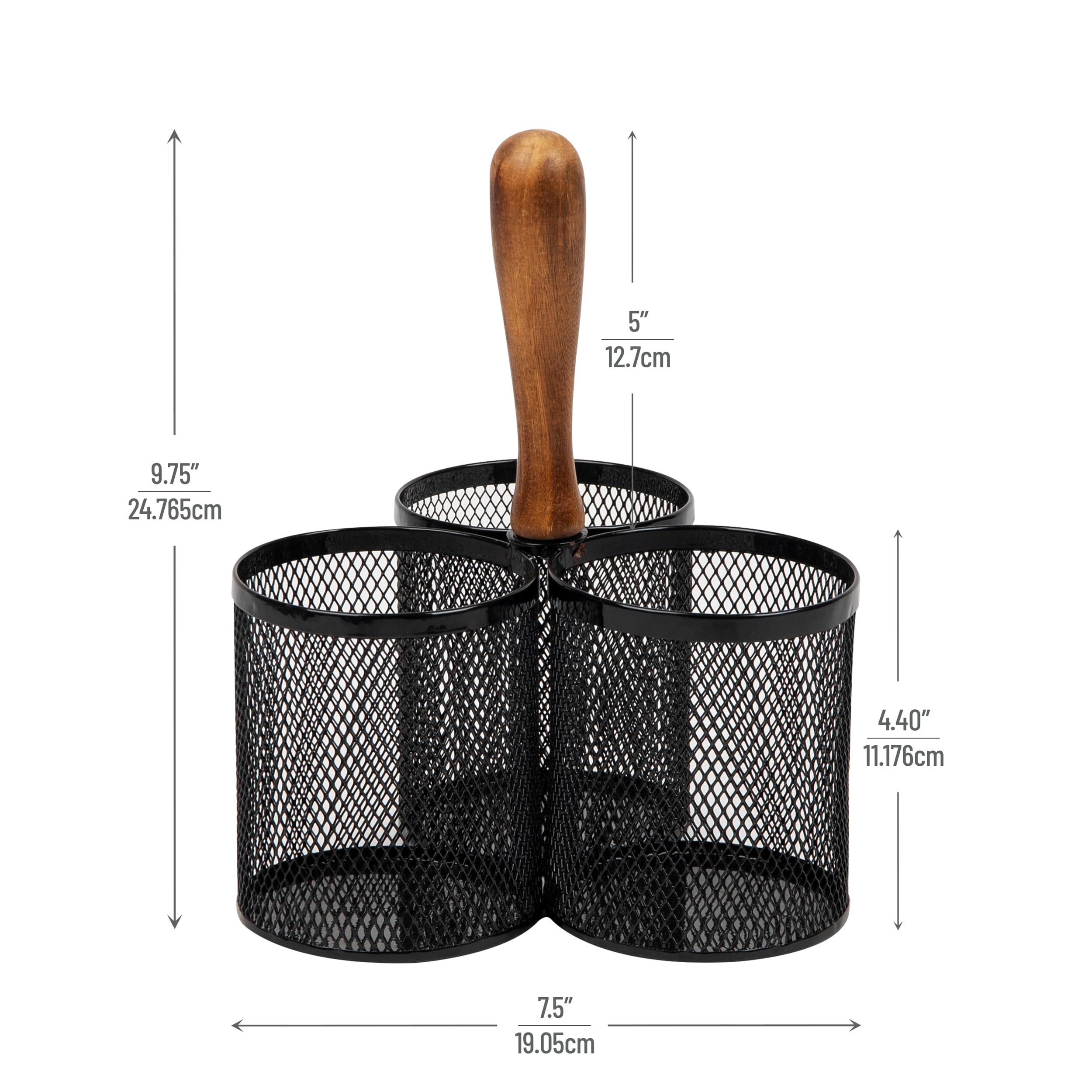 Mind Reader Utensil Holder, Silverware Organizer, Caddy, Cutlery Holder, Kitchen, Metal Mesh, 7.5''L X 7.5''W X 9.75''H, Black