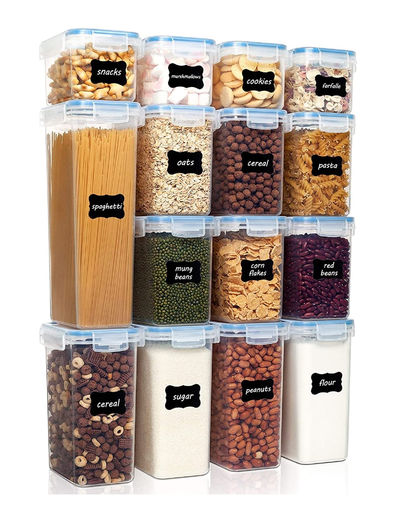 Kitchenspace Food Storage Airtight Containers Set, Plastic Kitchen Storage, Fridge Storage Rice, Dal, Atta, Cereals, Pulses, Sna