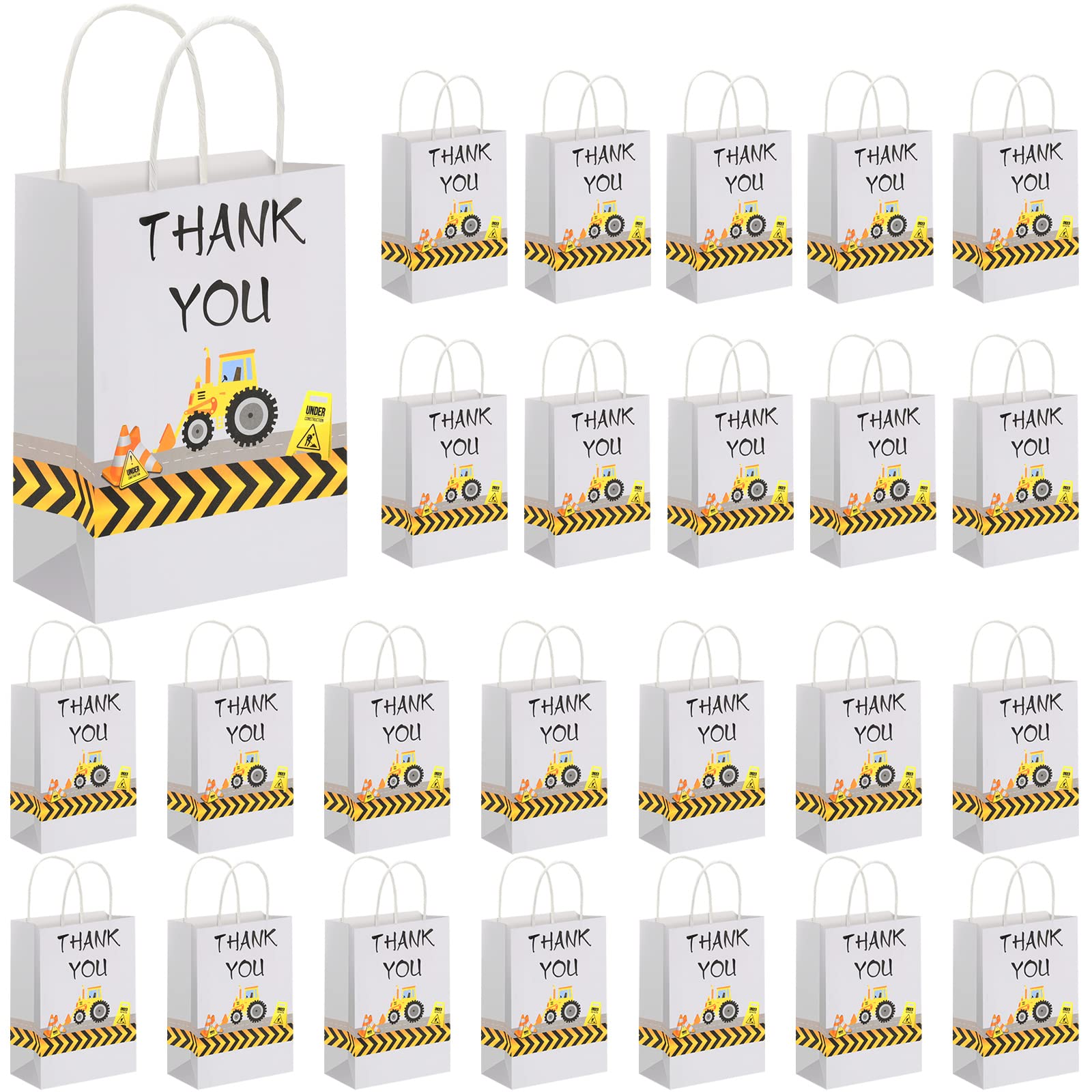 24 Pcs Construction Party Favors Construction Treat Truck Themed Candy Goodie Bags for Birthday Themed Party Supplies Decoration