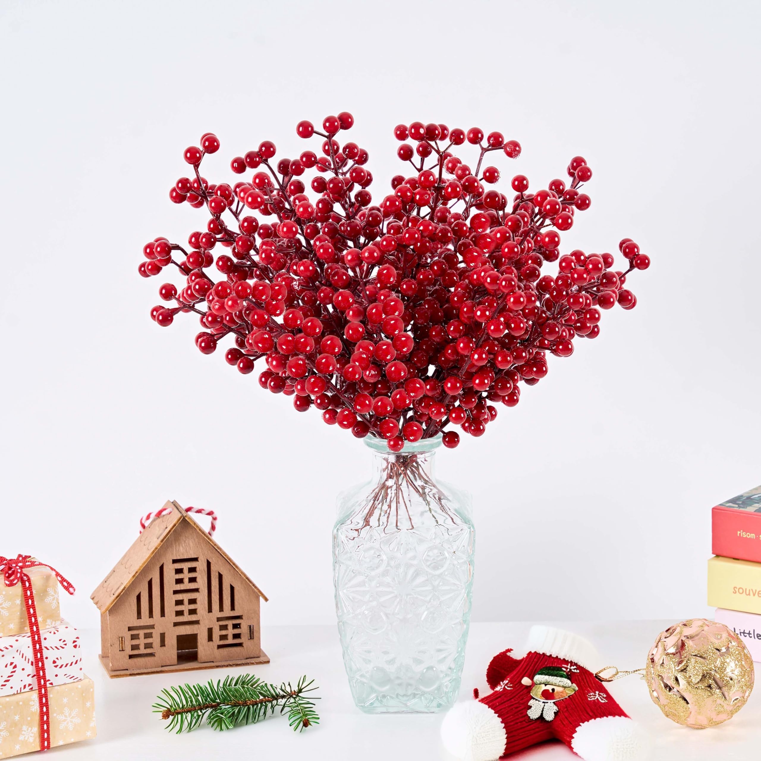 zjlmit 36 Pack Christmas Tree Decorations Artificial Red Berry Stems 8.5 Inch Christmas Berry Picks with Holly Berries for Xmas