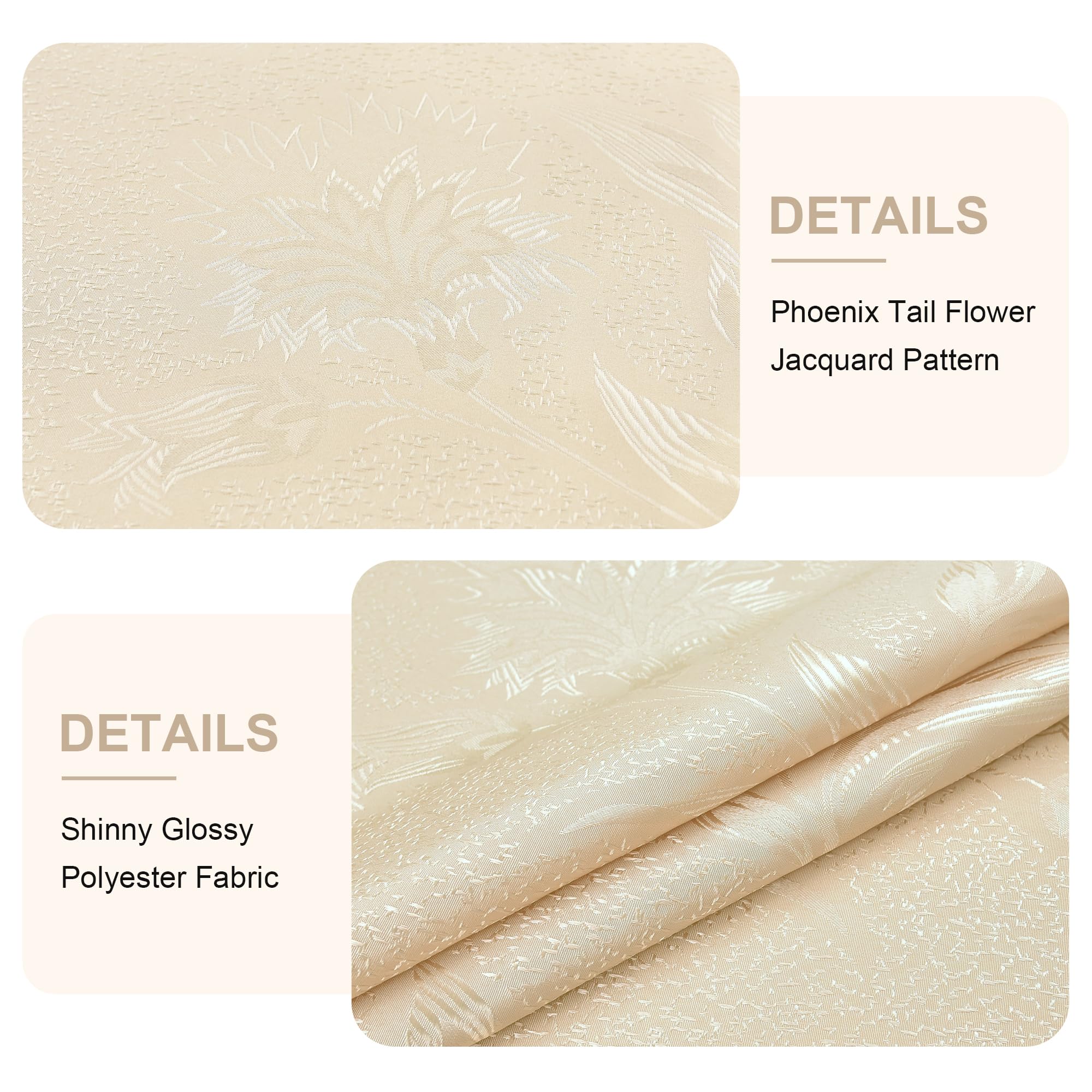Wolkemer Shiny Oval Jacquard Tablecloth 60 X 102 Inch Beige Floral Countryside Leaves Damask Patterns Table Cloth Glossy Fabric