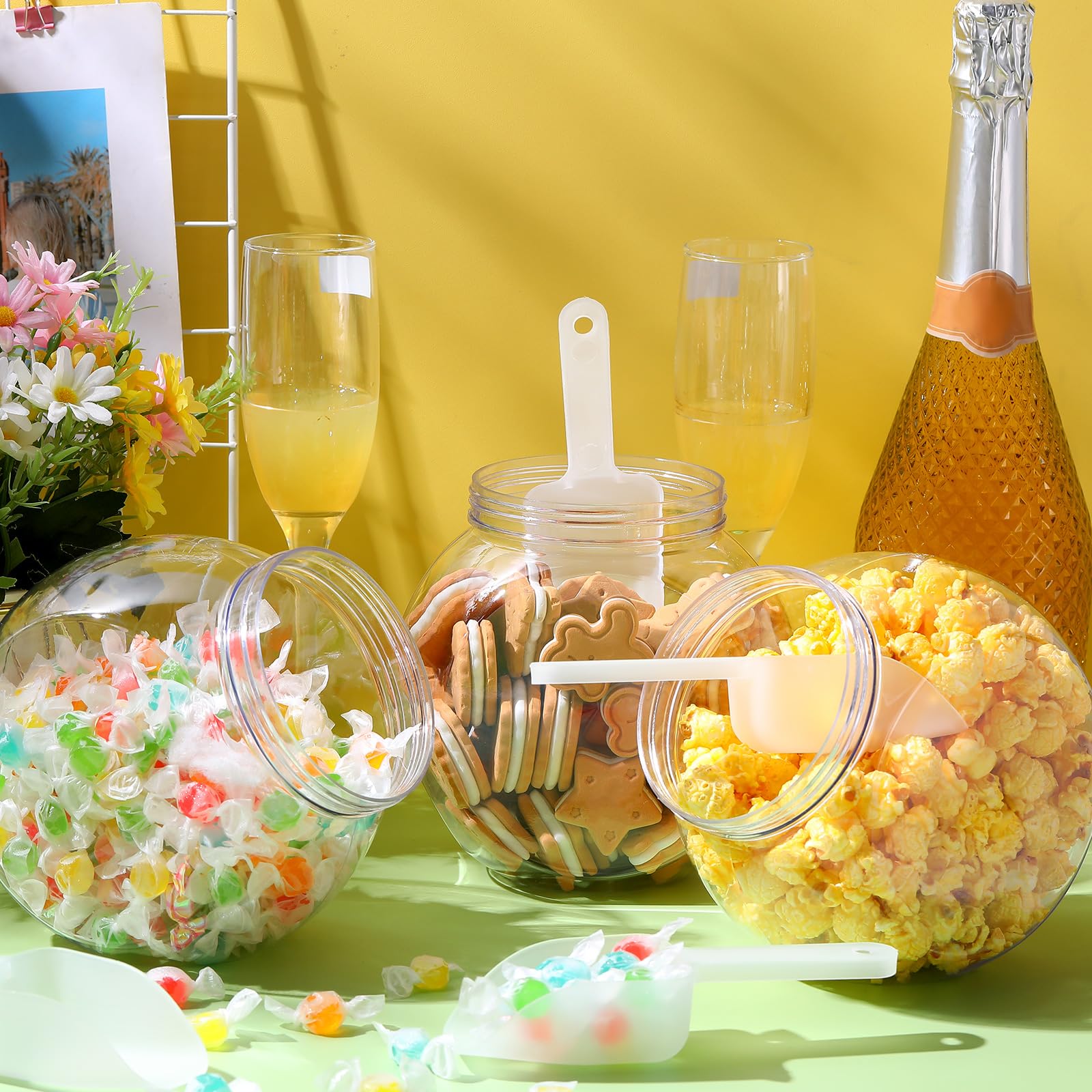 Gejoy 50 Pcs Plastic Ice Scoop Multi Purpose Kitchen Scoops 5.9 Inch Candy Buffet Dessert Scooper Ice Cream Food Popcorn Scoops
