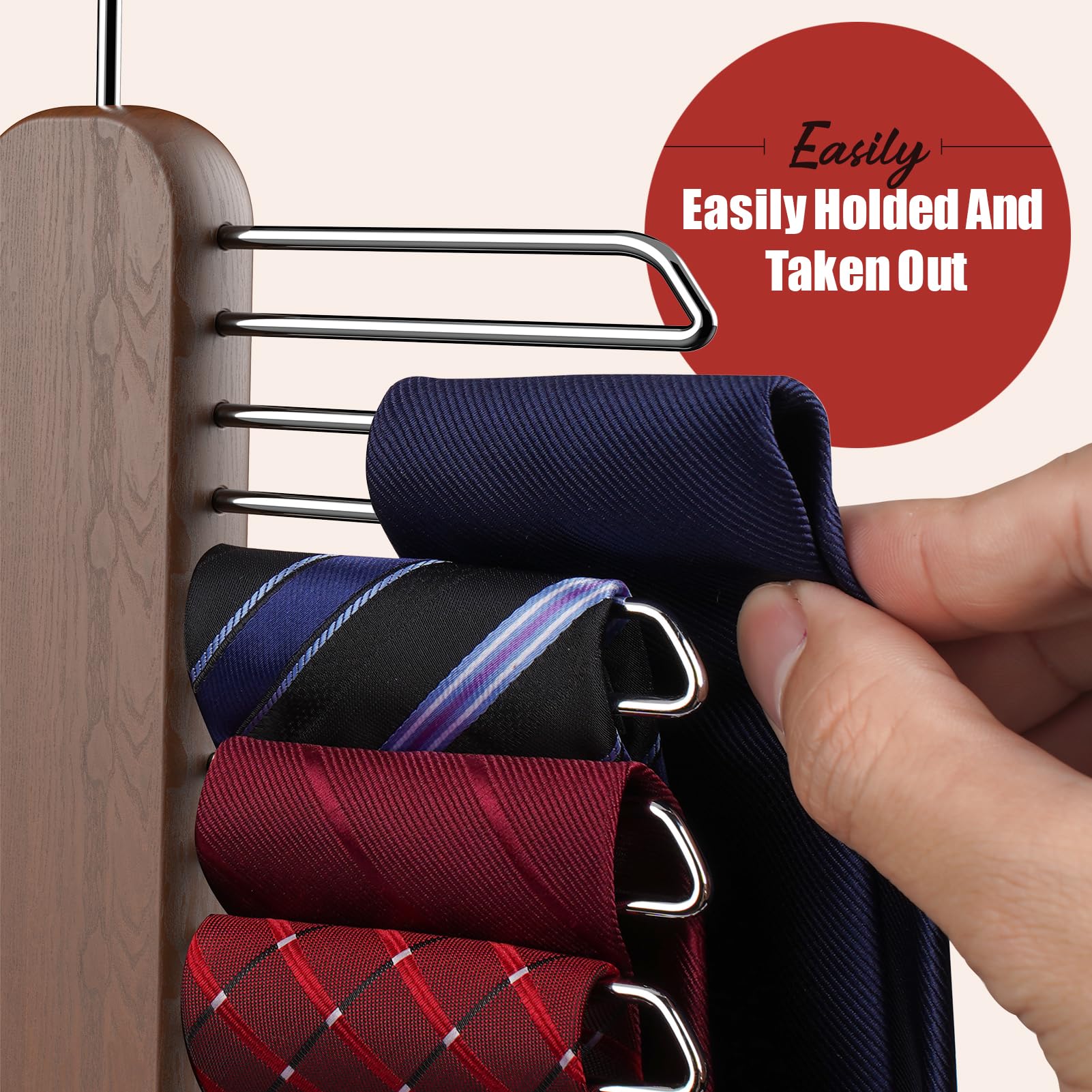 Uinicor Tie Hanger,Tie Organizer For Closet 20 Storage Capacity,Wooden Necktie Organizer Tie Holder,360 Degree Rotating Accessor