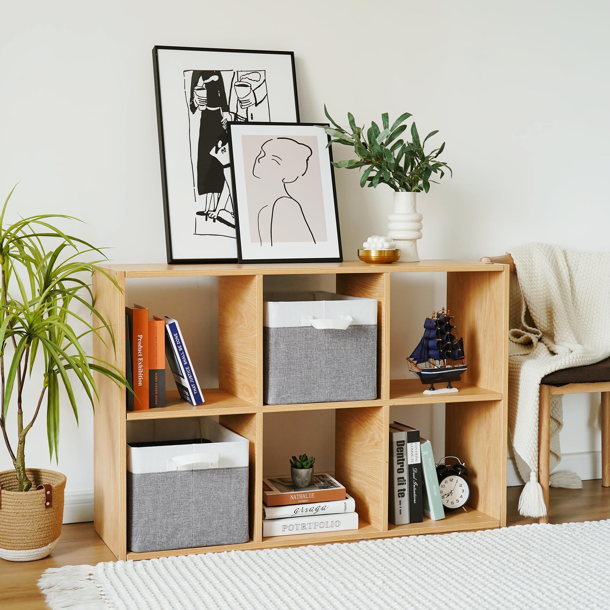 Granny Says Storage Bins With Metal Frame, Fabric Foldable Closet Organizers, Closet Storage Bins For Organization, Shelves Bask