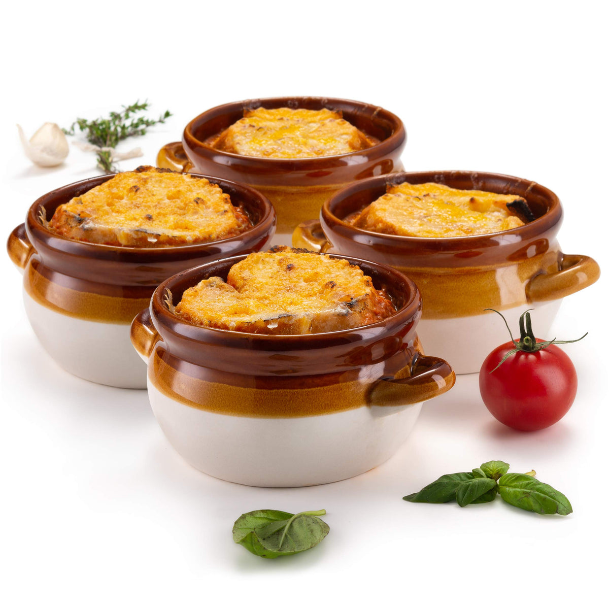 Kook French Onion Soup Bowl, French Onion Soup, Crock, Oven Safe Bowl, Ceramic, Handles, Stoneware, Dishwasher, Microwave, Oven