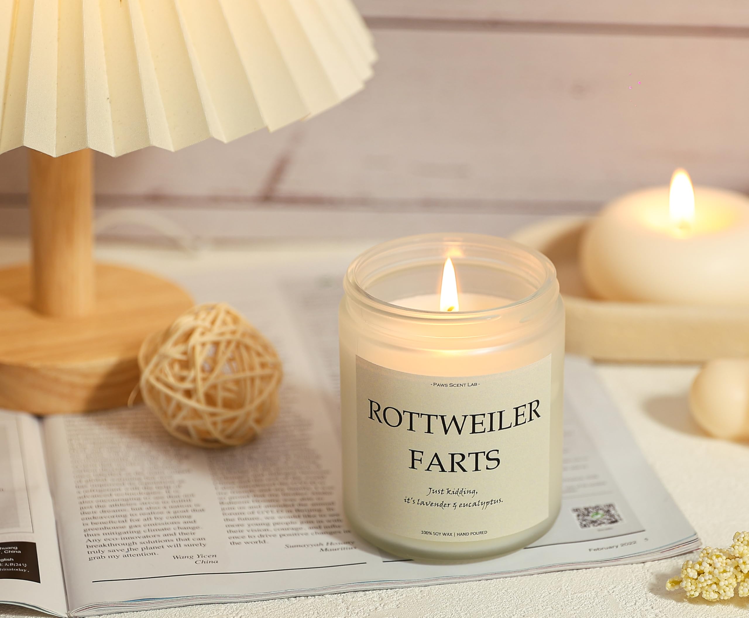 Rottweiler Gifts & Decor, Rottweiler Gifts for Women, Dog Mom Gift for Women - Lavender & Eucalyptus, Crafted by Natural Soy Wax