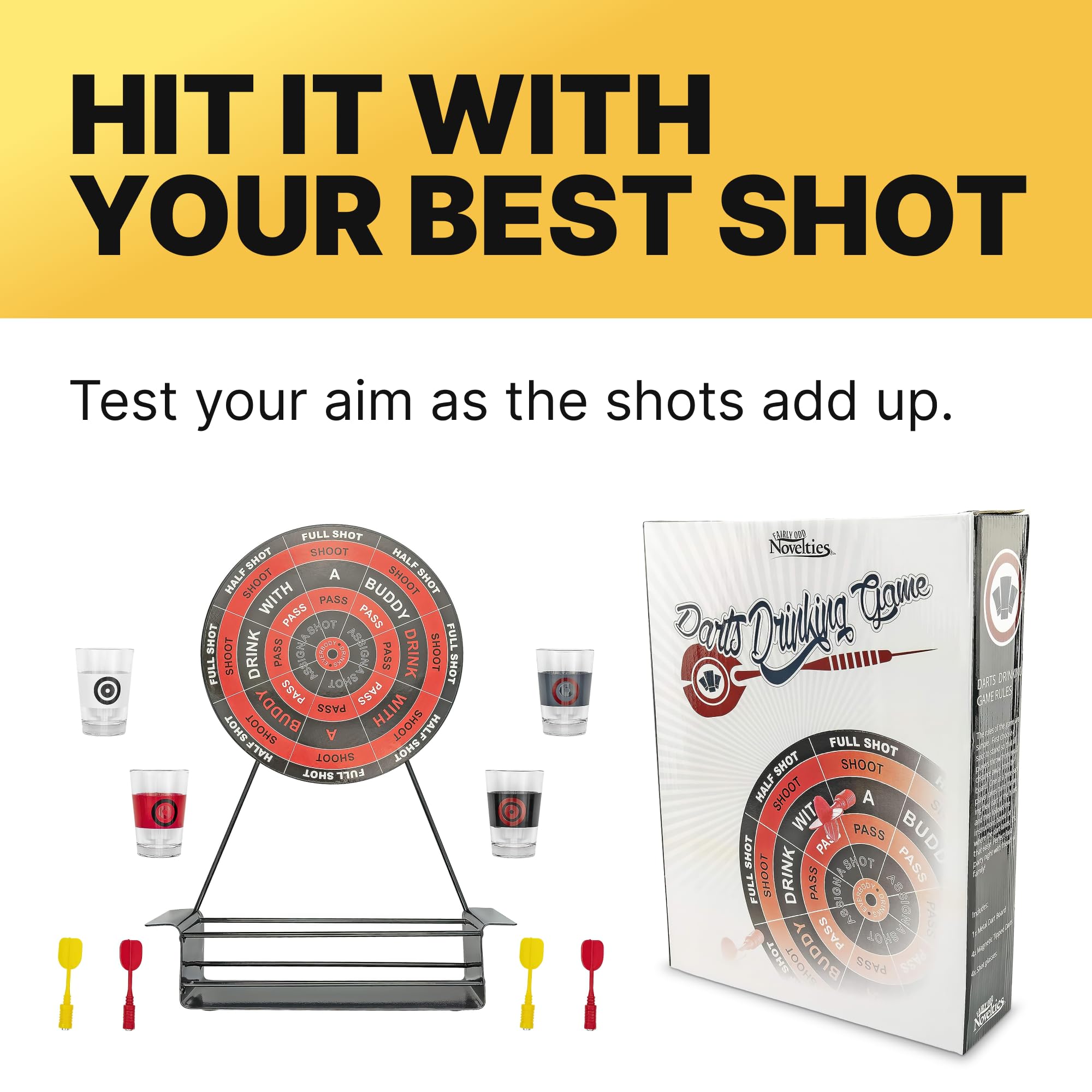 Fairly Odd Novelties Darts Drinking Game - Black - Energize Your Parties With Magnetic Darts & Shots Fun!
