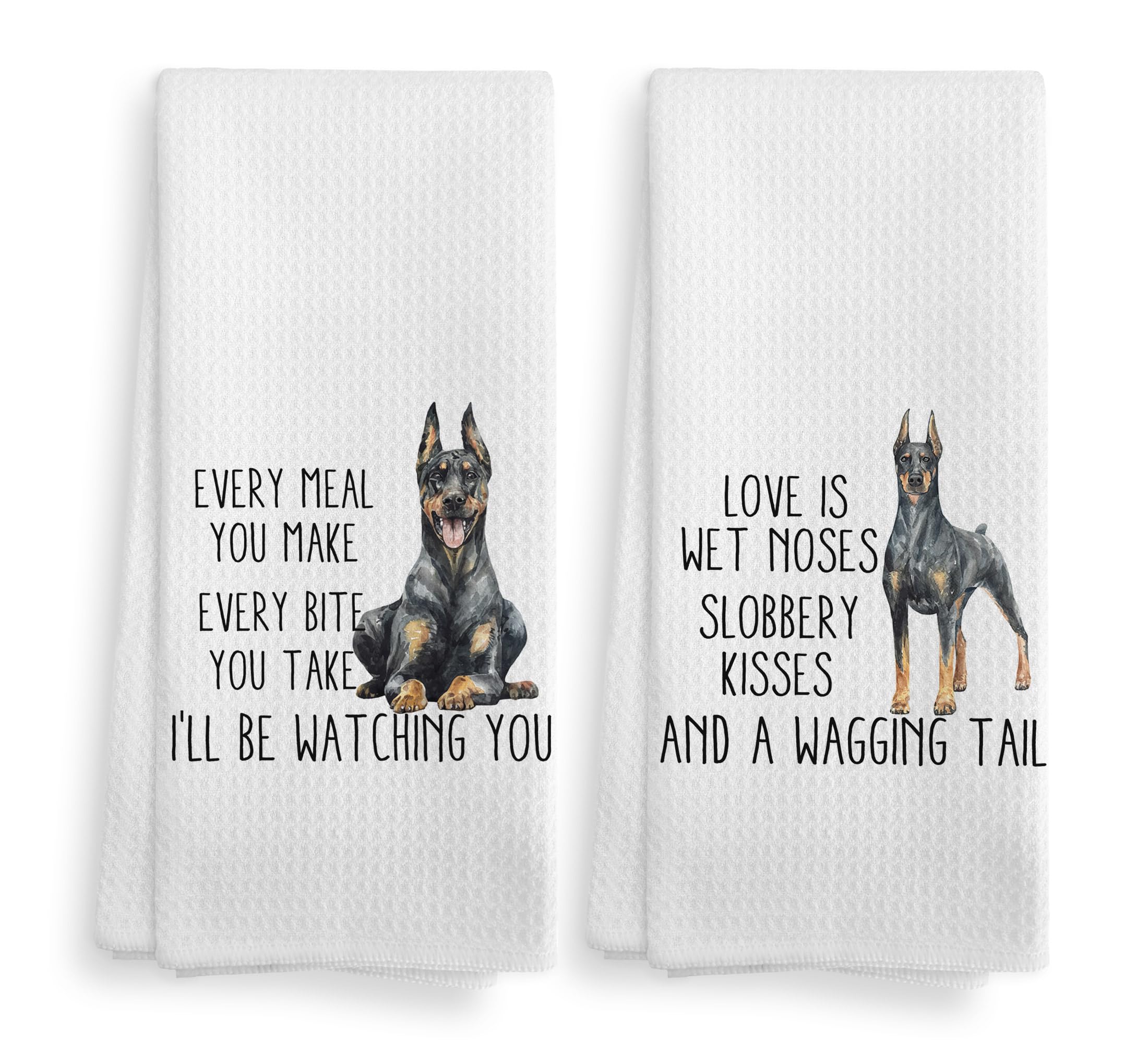 NOQL Doberman Dog Kitchen Towels and Dishcloths Set of 2, Doberman Dog Decor, Doberman Gifts for Women, 16  24 Inches