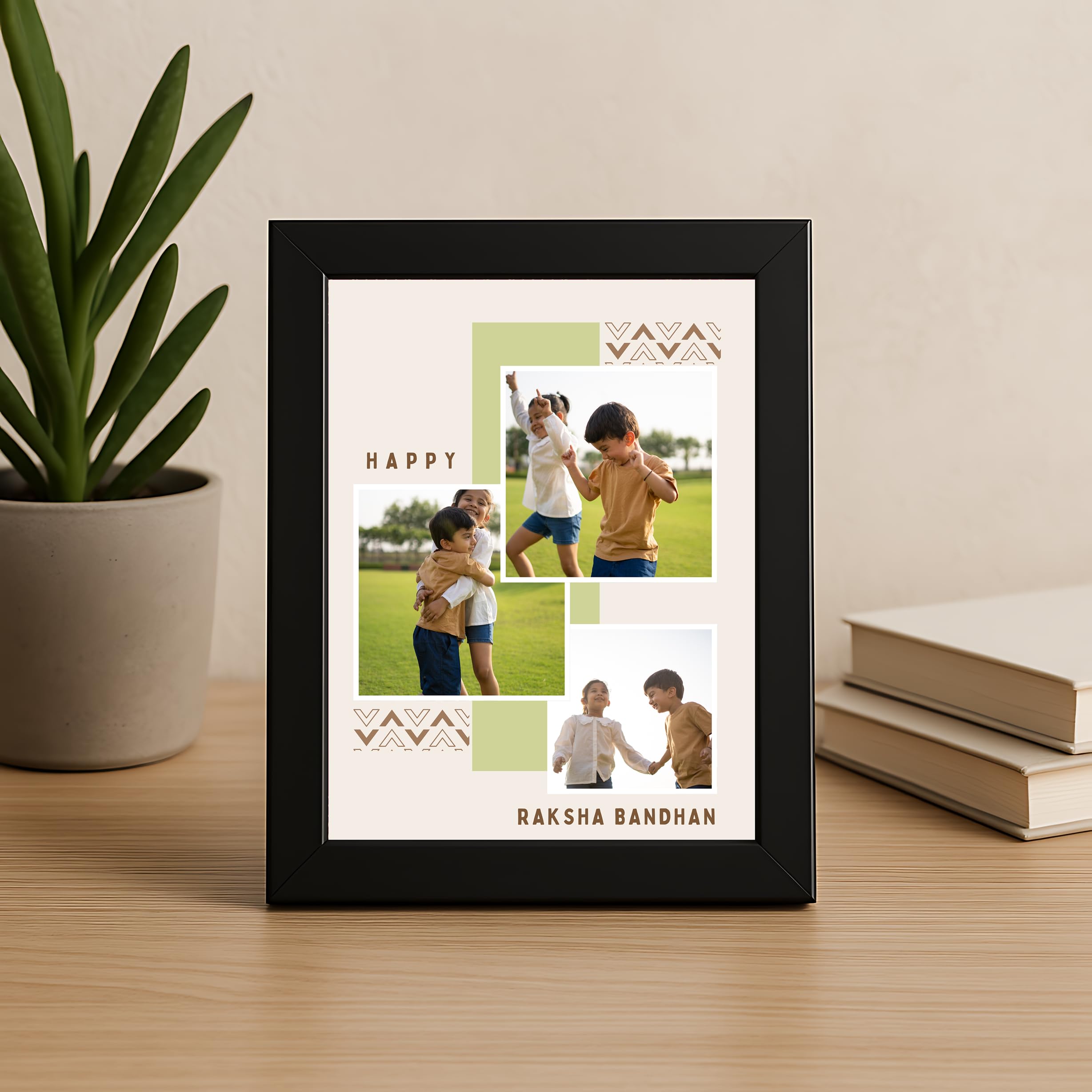 Mk Art Gifts Personalized Raksha Bandhan Photo Frame Gift | A5 Size (7.5 X 9.5 Inches) | Custom Collage Frame With Picture & Mes