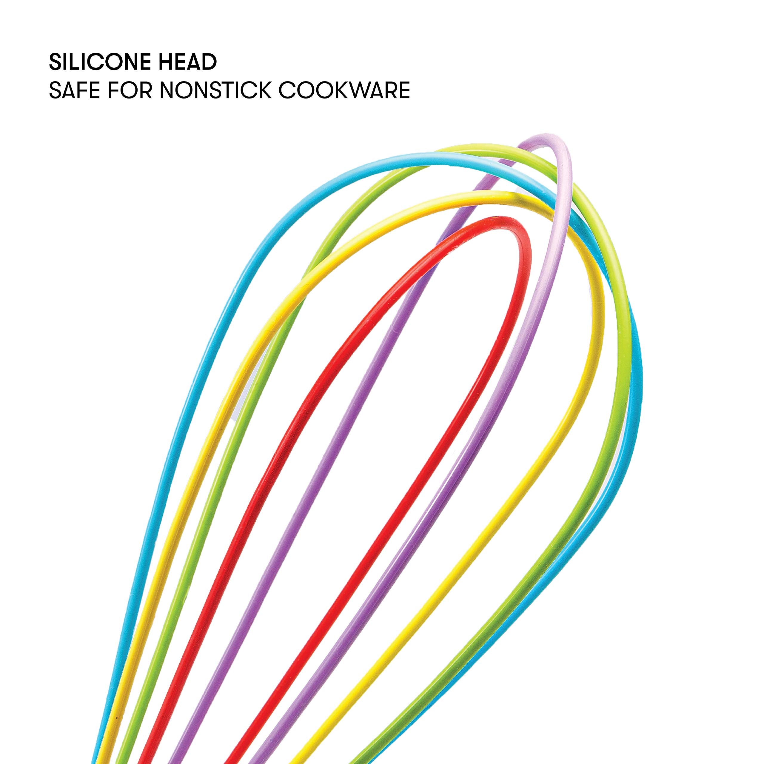 Cooking Light 2 Piece Silicone Set Multicolor Kitchen Tools, 11'' And 9'' Balloon Whisks