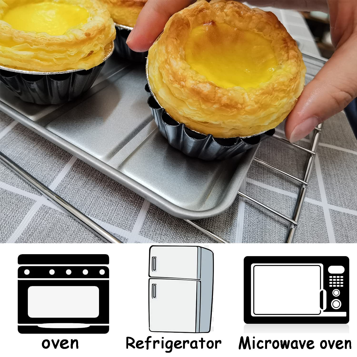 Xstronq Egg Tart Molds 12PCS Tart Pan  Mini Carbon Steel Non Stick Tart Pans  Tart Molds For Baking (2.6 inch)