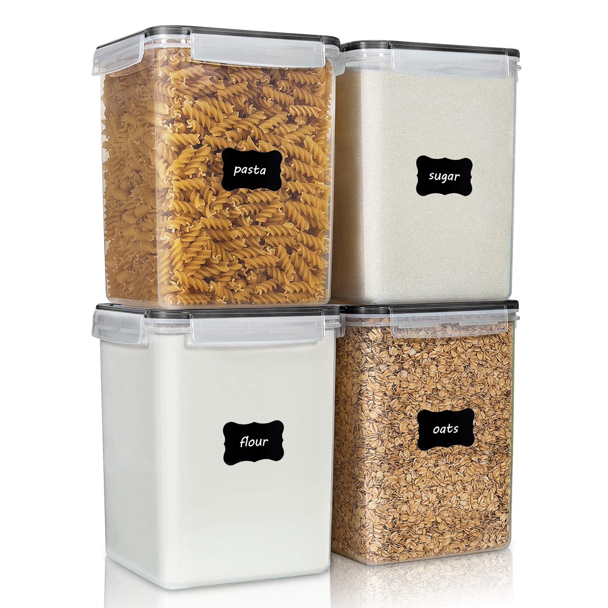 Vtopmart Large Food Storage Containers 5.2L / 176Oz, 4 Pieces Bpa Free Plastic Airtight Canisters For Flour, Sugar, Baking Suppl