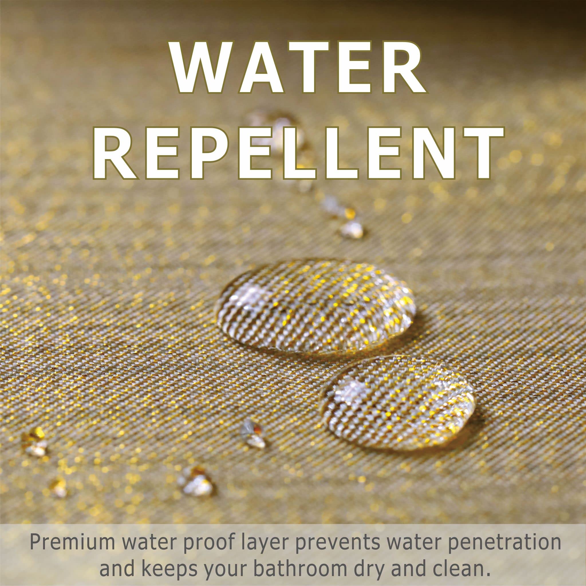 Popkozzi Gold Shower Curtains For Bathroom: Glitter Sparkle Bling Fabric Decorative Shower Curtain - Waterproof Washable Luxury