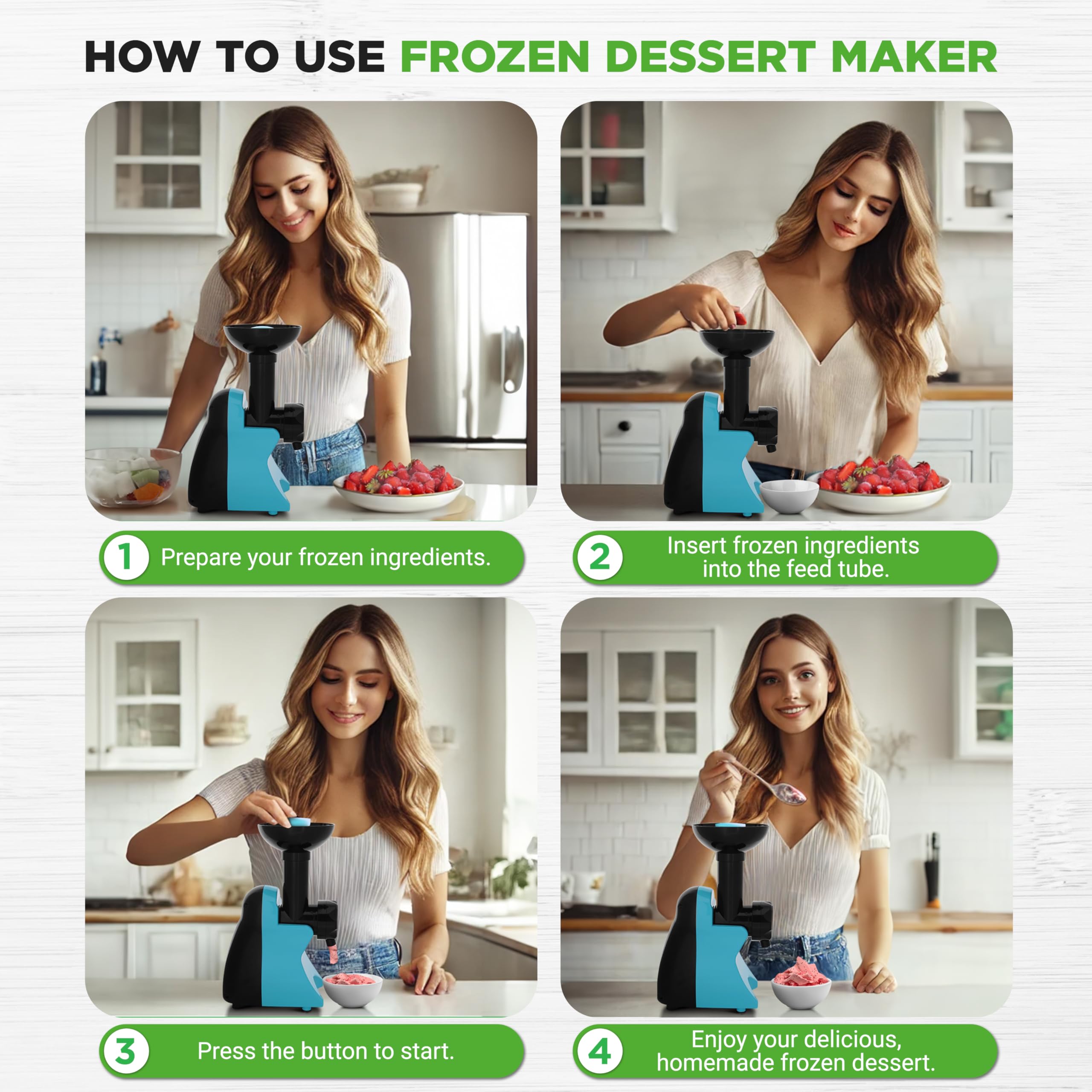Nutrichef Electric Frozen Fruit Dessert Maker - Fruit Sorbet Machine - Make Ice Cream, Dessert, Gelato, Smoothies, Slushies & Fr