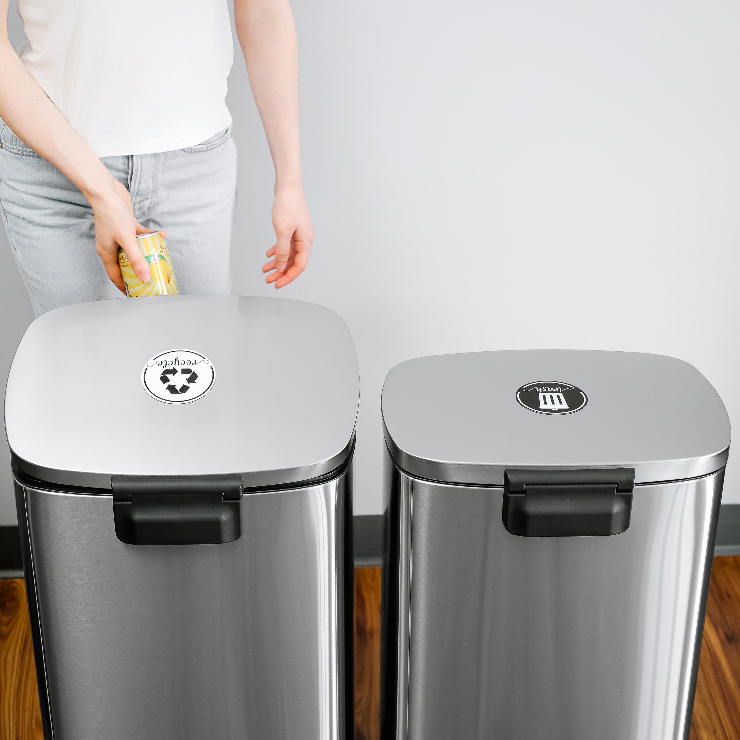 Vibrant Recycling Stickers For Trash Can, 3.5'' Trash And Recycle Stickers, Laminated Recycle Stickers For Trash Bins, Recycle S