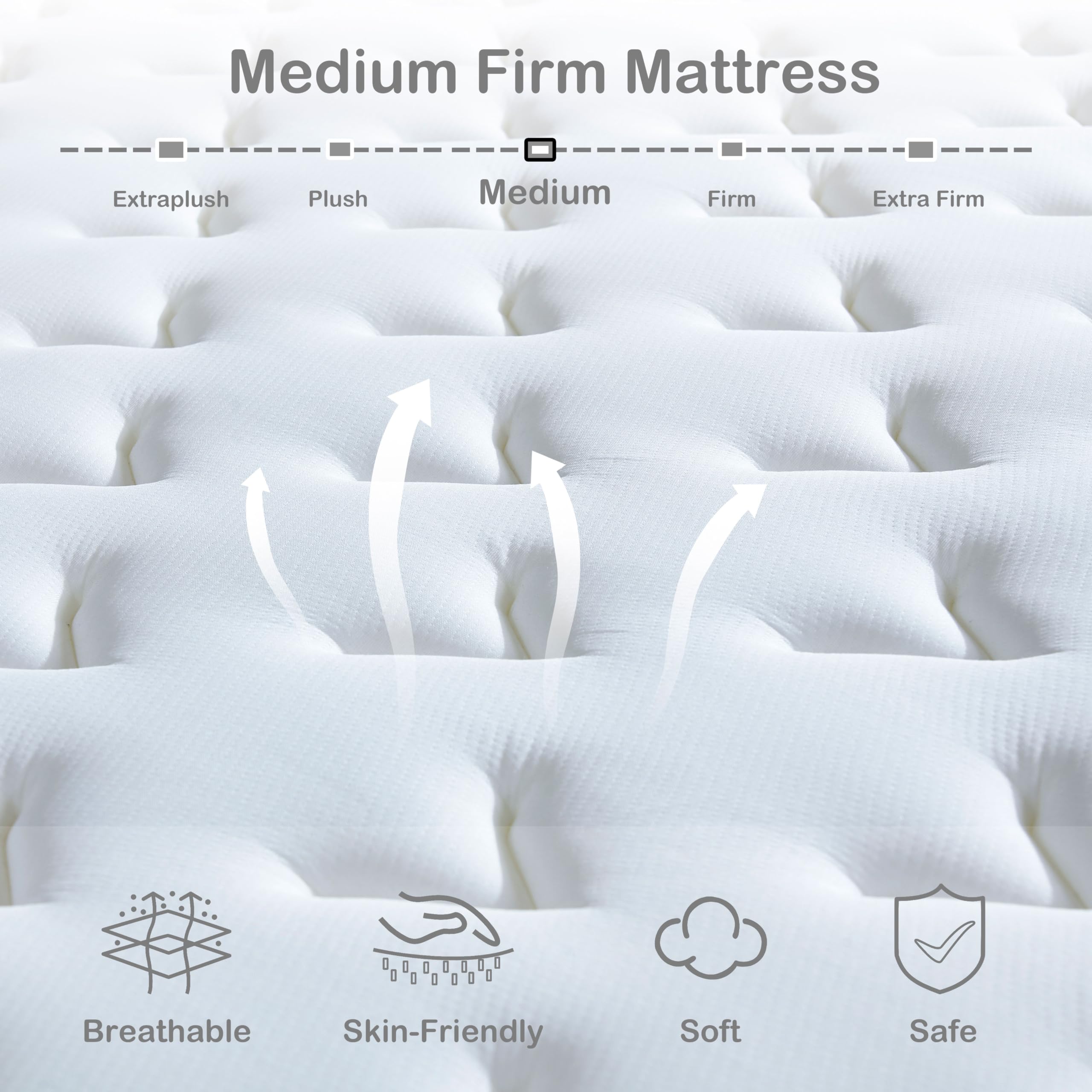Lynnbery King Mattress, 12 Inch King Size Hybrid Mattress With Memory Foam And Individual Pocket Spring For Motion Isolation, Pr