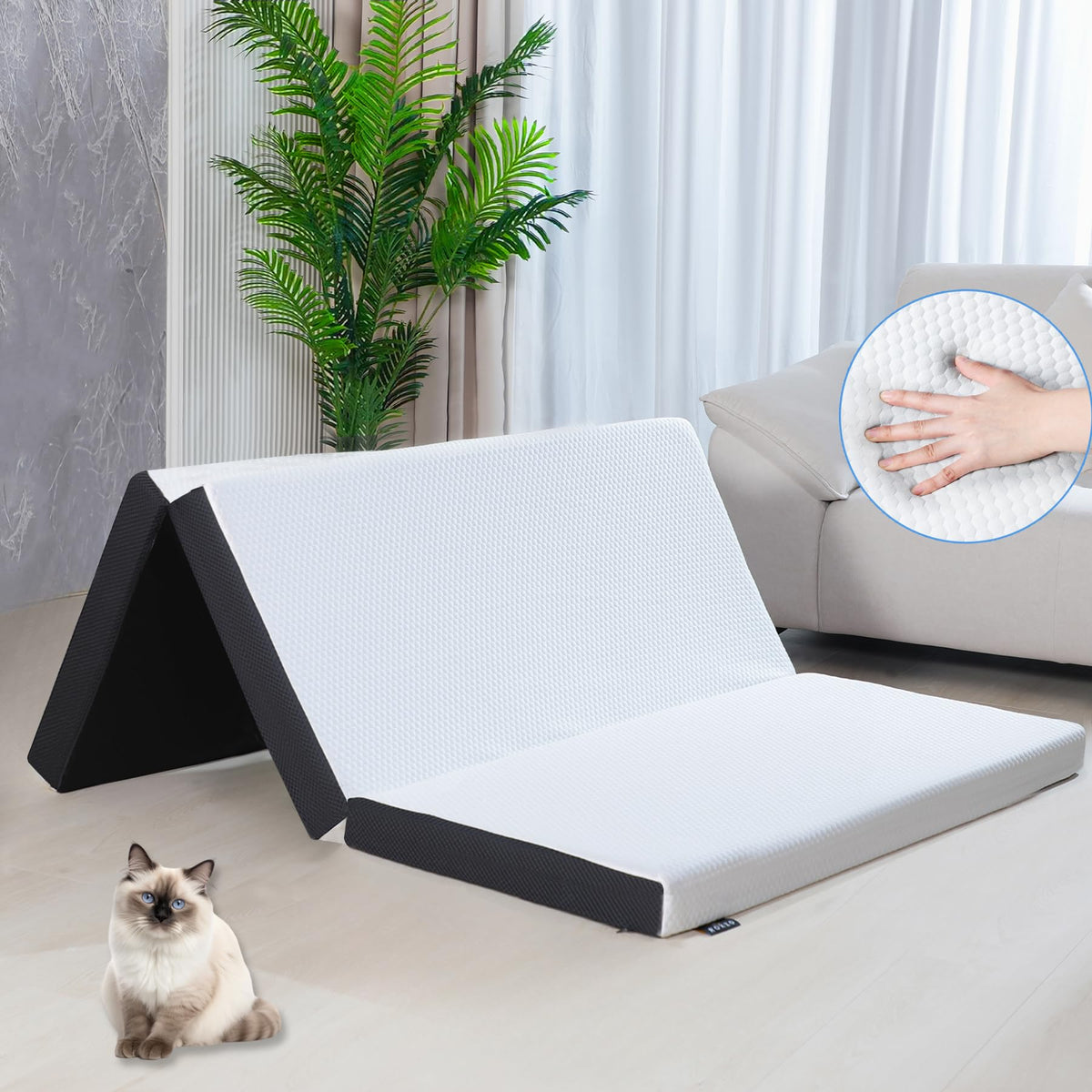 Roxzo Folding Mattress, 4Inch Memory Foam Trifold Mattress, Full Size Folding Mattress With Breathable & Washable Fabric Cover,