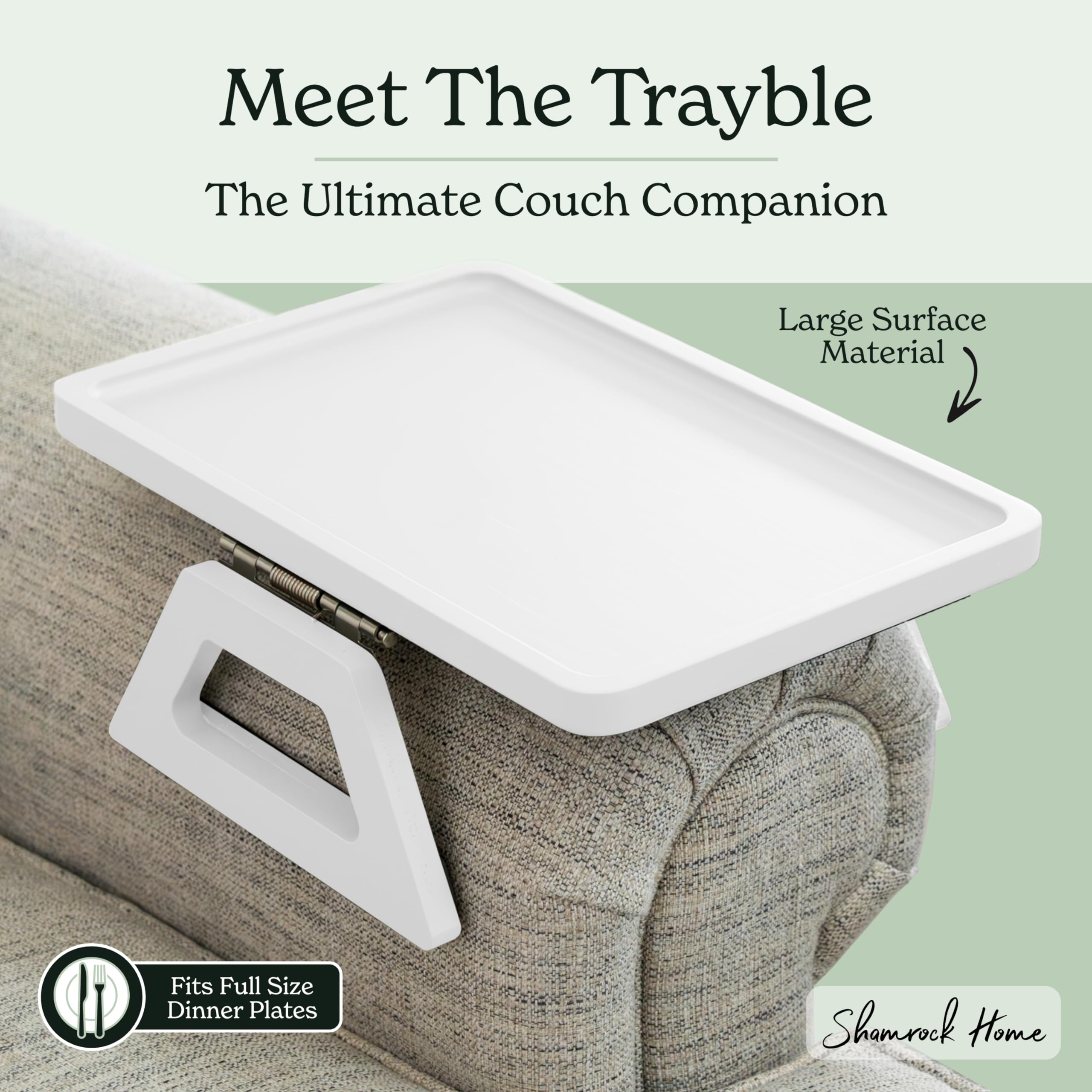 Shamrock Home Bamboo Trayble Couch Arm Table, Clip On Tray Sofa Table For Couches. Sofa Arm Tray, Armchair Table For Tv Dinners,