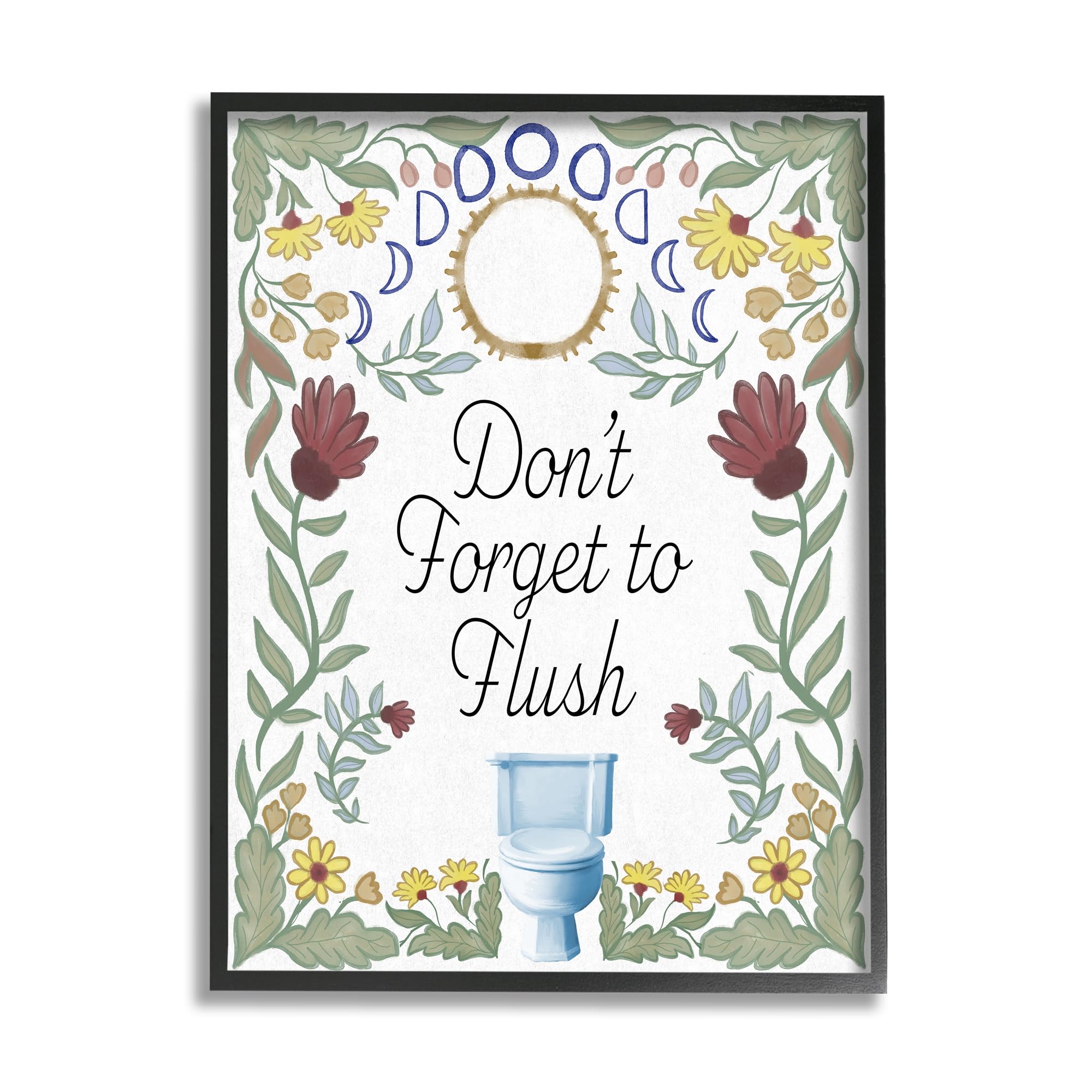 Stupell Industries Floral Bathroom Phrase Black Framed Giclee Art Design By Elizabeth Medley