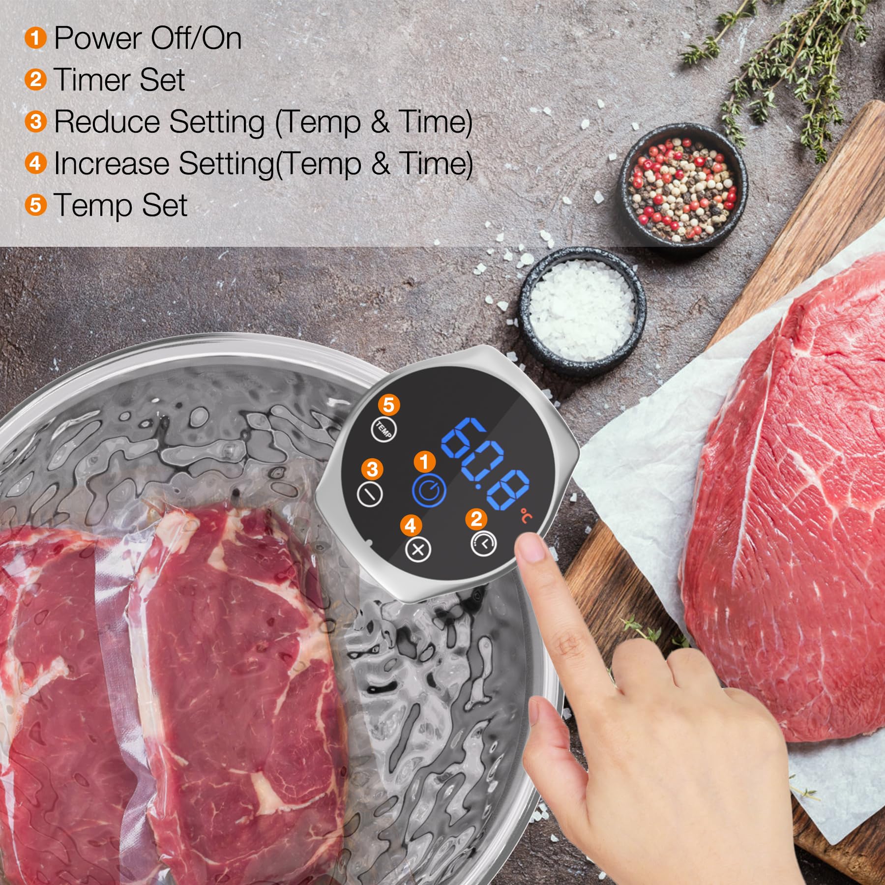 Upesitom Sous Vide Machine, 1100W Upgraded Wifi Sous Vide Cooker Ultra-Quiet Working Cooker Immersion Circulator With Recipes(Ap